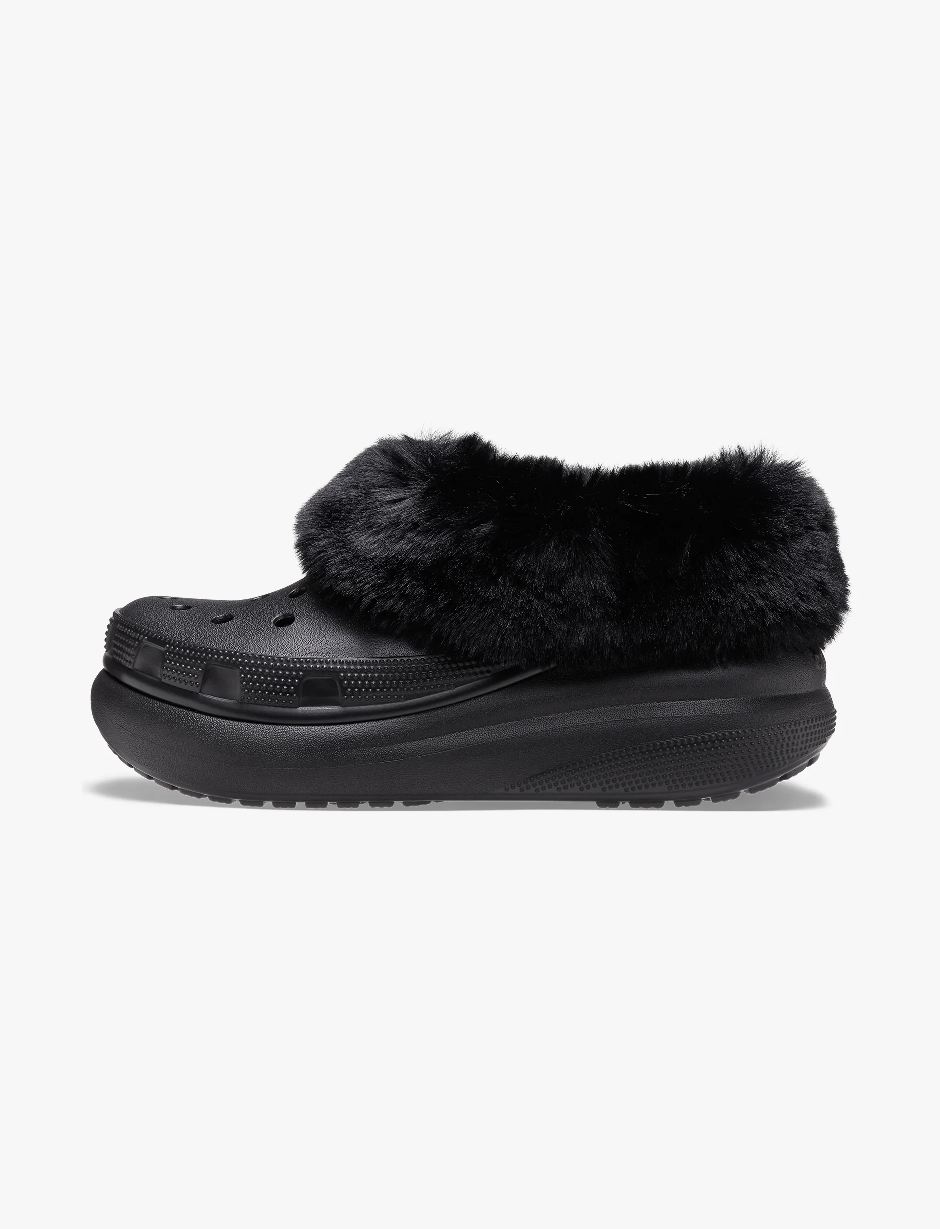 Crocs Furever Crush - כפכפי פלטפורמה קרוקס קראש עם פרווה לנשים בצבע שחור - Image 6