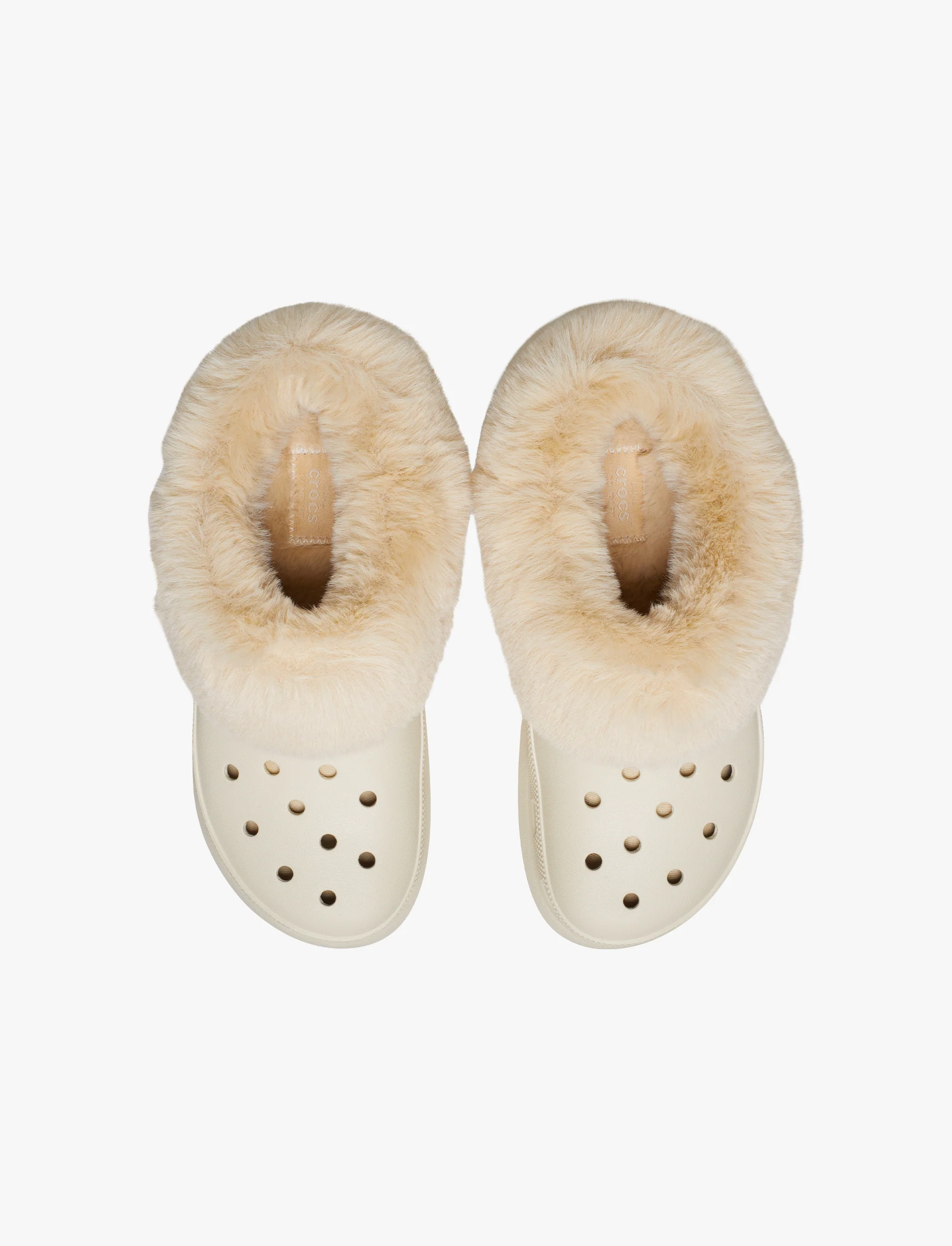 Crocs Furever Crush - כפכפי פלטפורמה קרוקס קראש עם פרווה לנשים בצבע קרם - Image 3