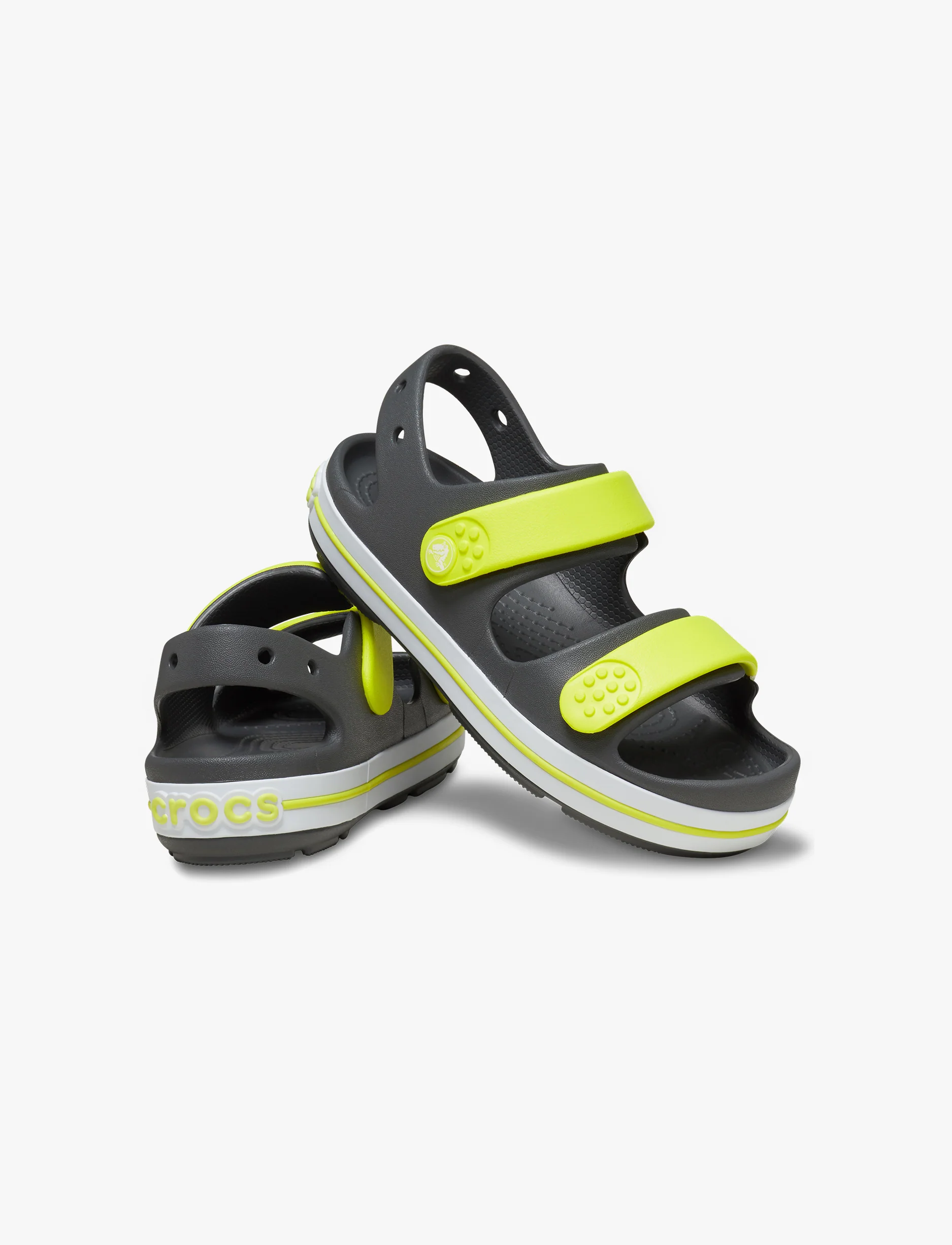 Crocs Crocband Cruiser Sandal T - סנדלי קרוקבנד לילדים בצבע אפור/ירוק זרחני מידות קטנות - Image 3