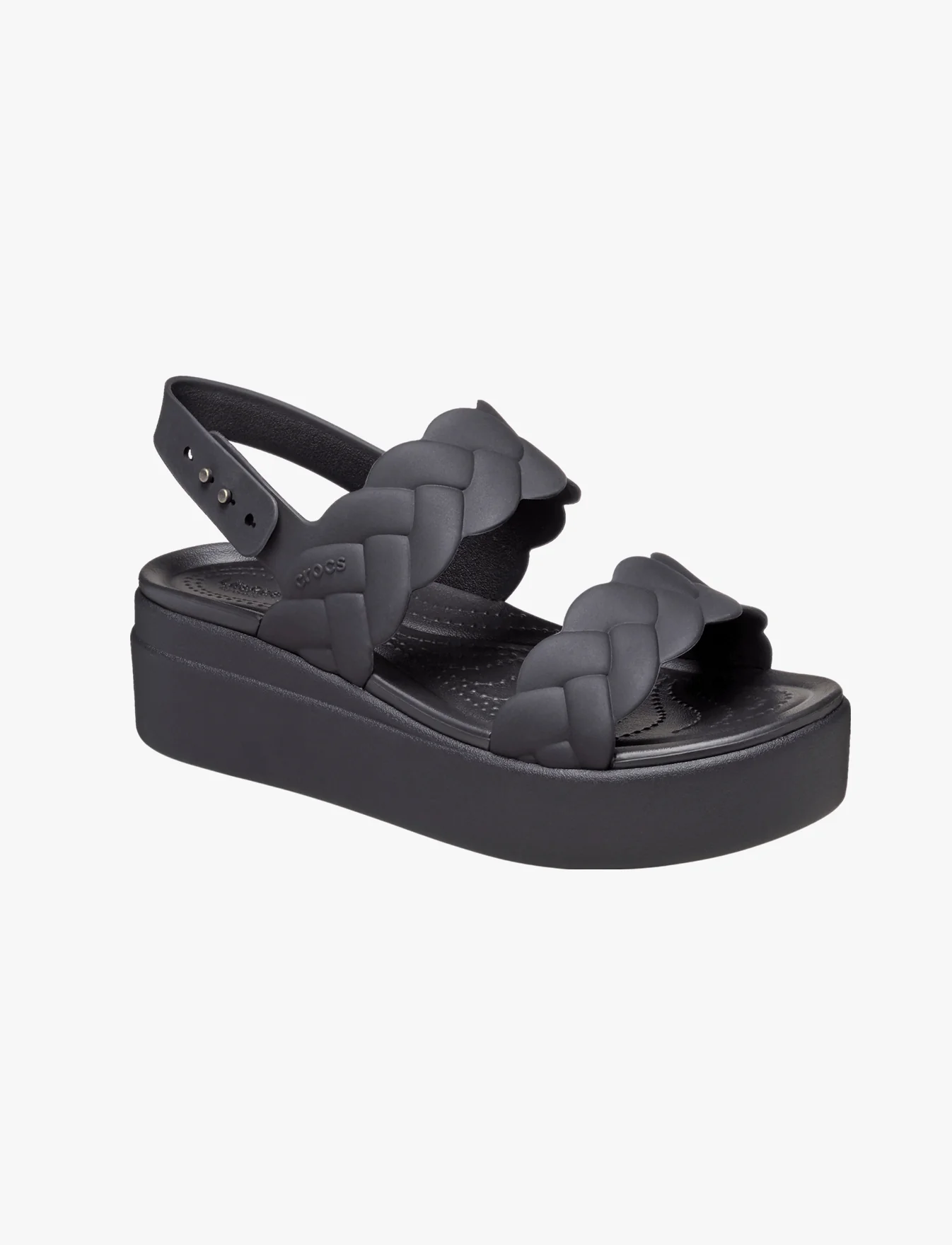 Crocs Brooklyn Woven Upper Low Wedge  -  סנדלי פלטפורמה קרוקס ברוקלין לנשים בצבע שחור