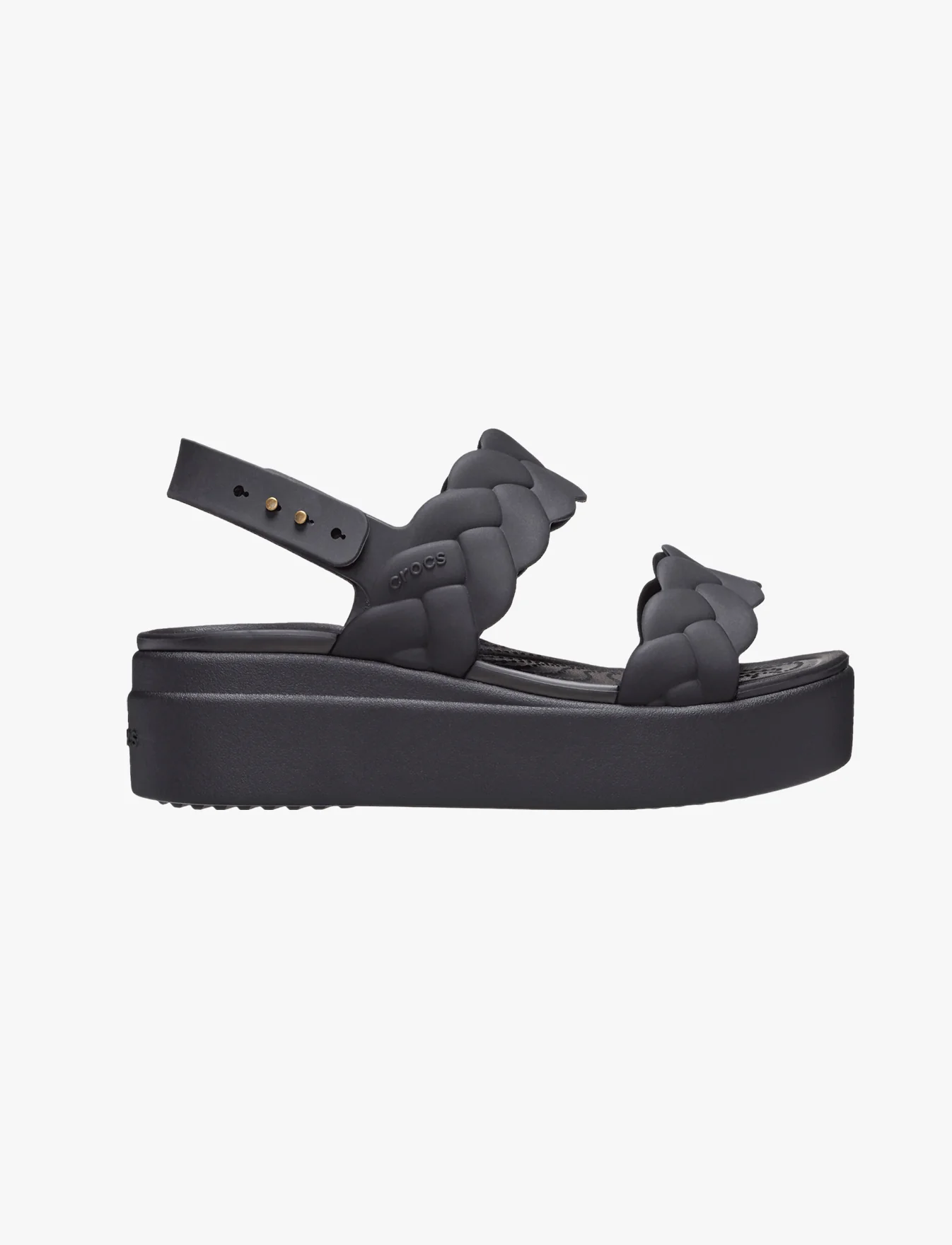 Crocs Brooklyn Woven Upper Low Wedge  -  סנדלי פלטפורמה קרוקס ברוקלין לנשים בצבע שחור - Image 2