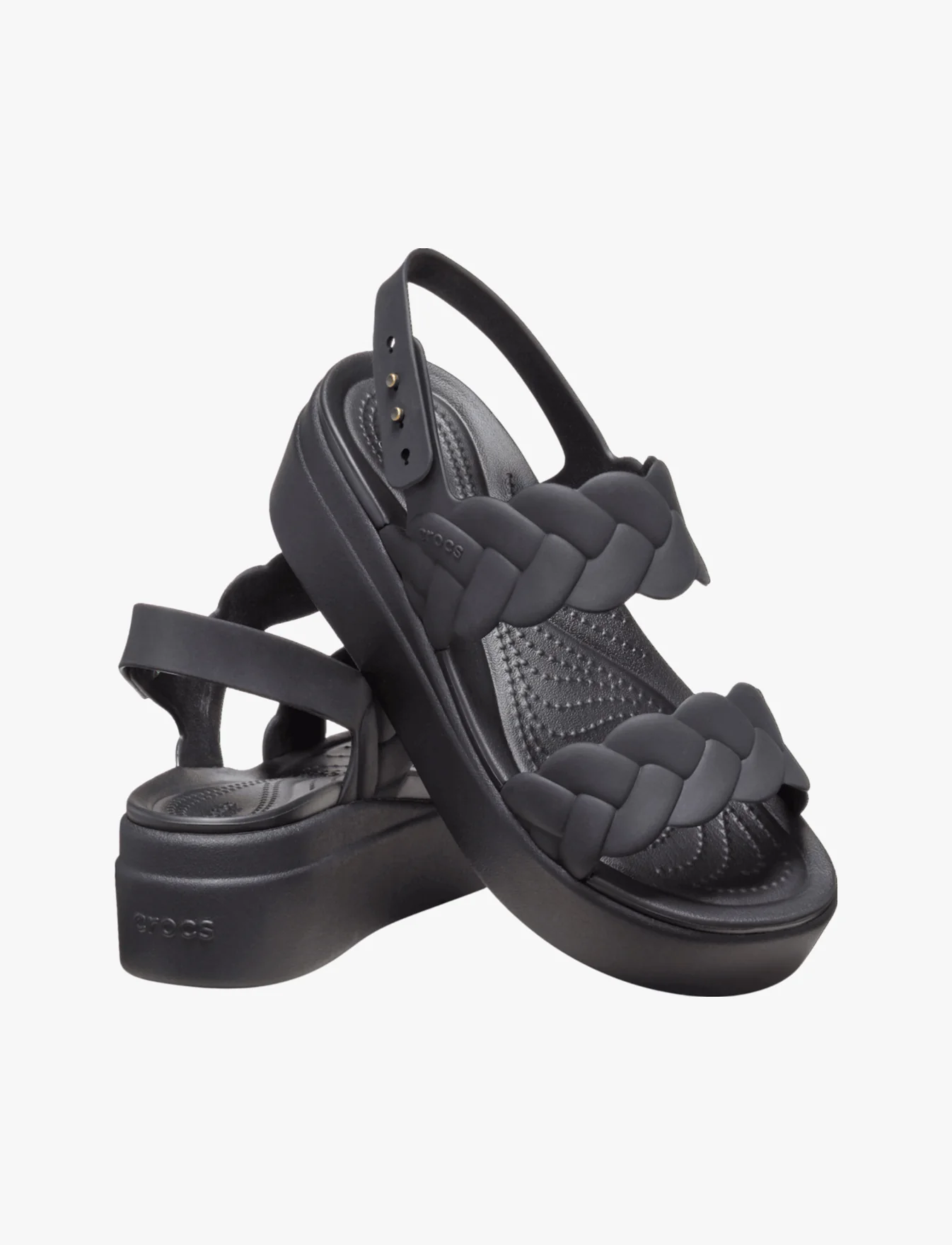 Crocs Brooklyn Woven Upper Low Wedge  -  סנדלי פלטפורמה קרוקס ברוקלין לנשים בצבע שחור - Image 4