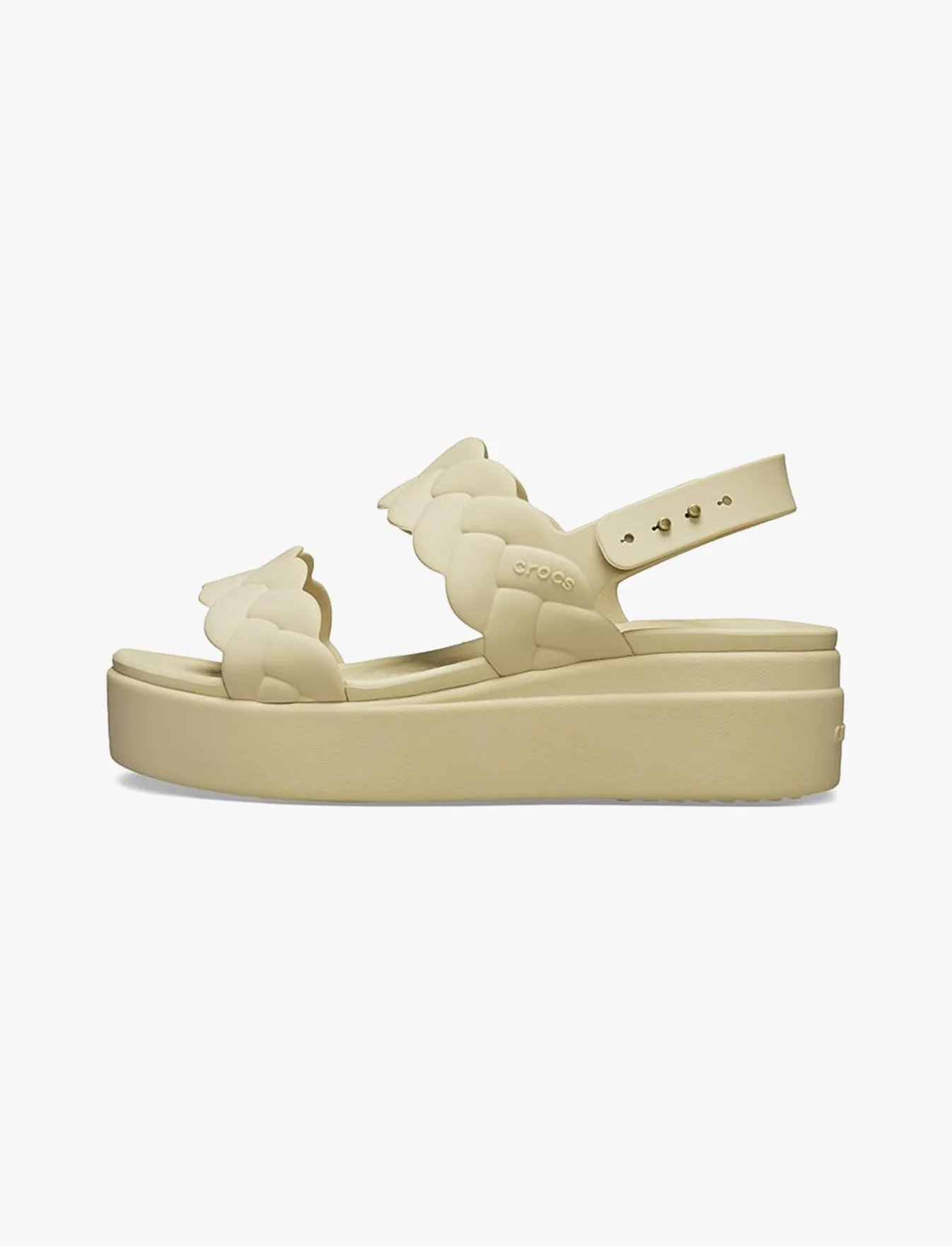 Crocs Brooklyn Woven Upper Low Wedge  -  סנדלי פלטפורמה קרוקס ברוקלין לנשים בצבע צ'אי - Image 5