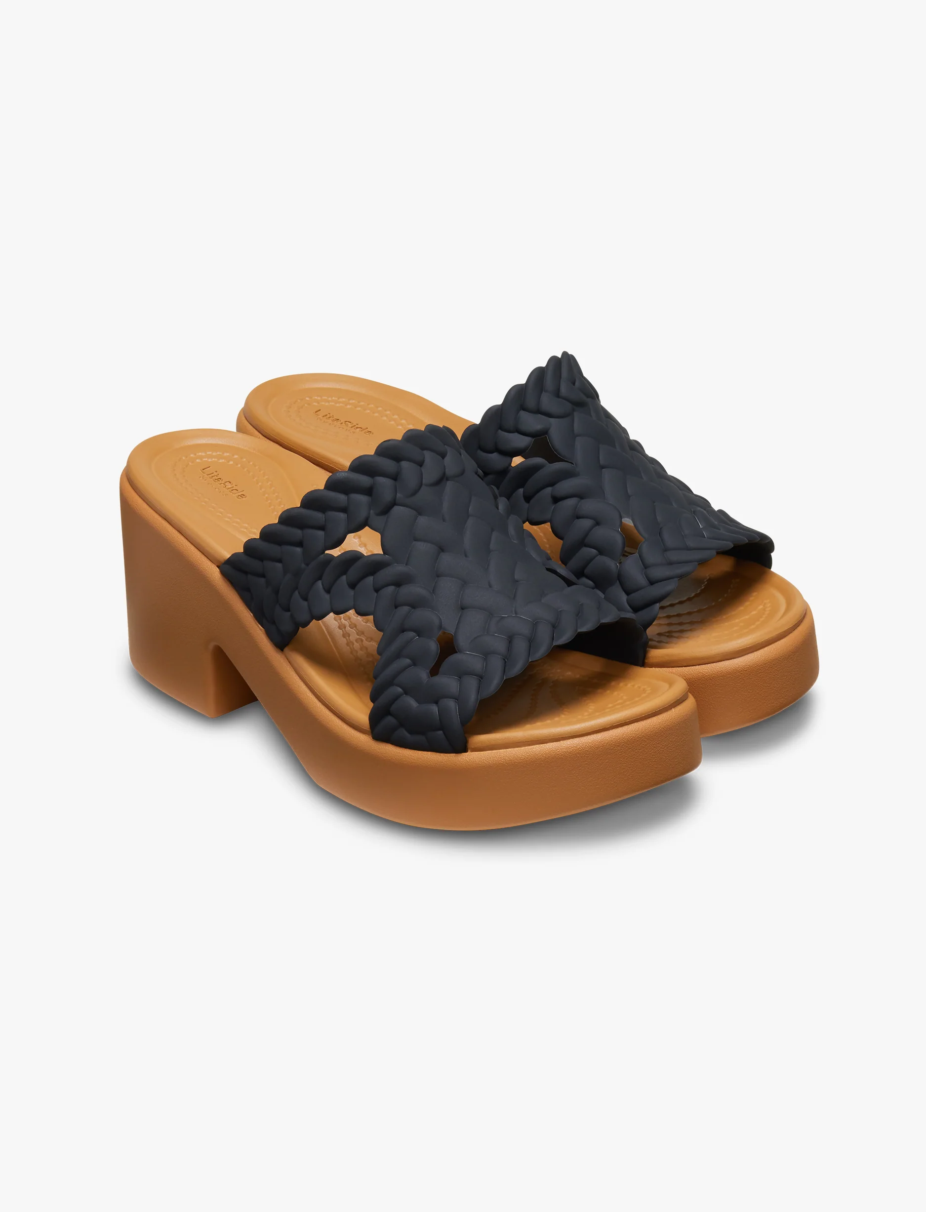 Crocs Brooklyn Woven Slide Heel - כפכפי עקב קרוקס ברוקלין לנשים בצבע שחור - Image 6