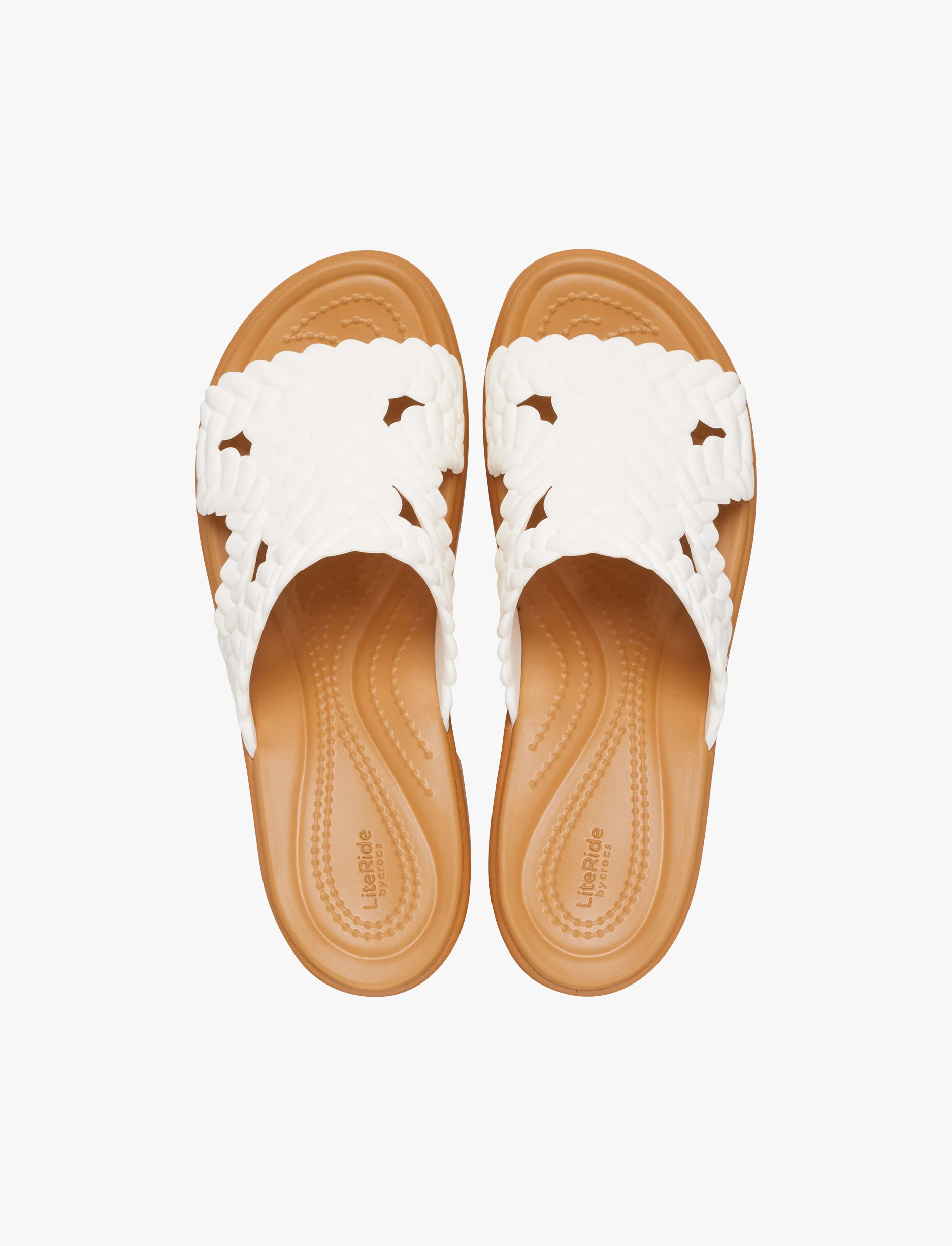 Crocs Brooklyn Woven Slide Heel - כפכפי עקב קרוקס ברוקלין לנשים בצבע לבן - Image 3