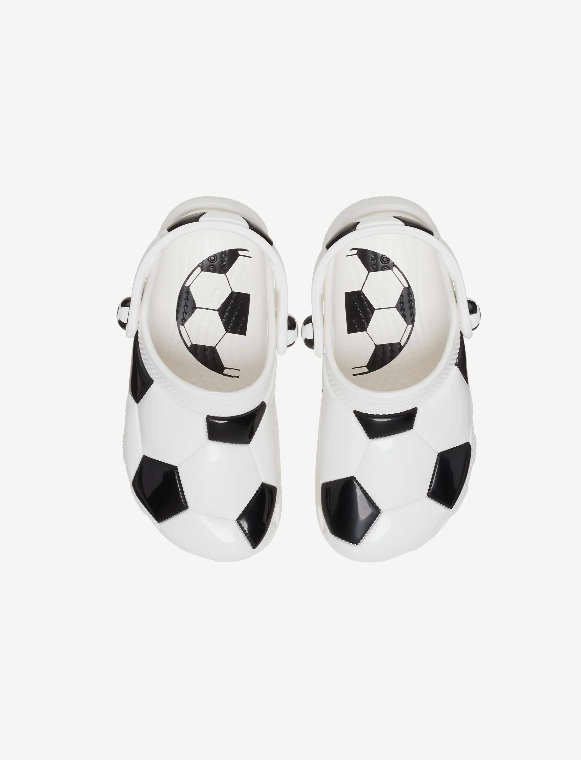 Crocs Classic Soccer Ball Clog T - כפכפי קרוקס קלוג לילדים בצבע לבן/שחור בהדפס כדור רגל מידות קטנות - Image 3