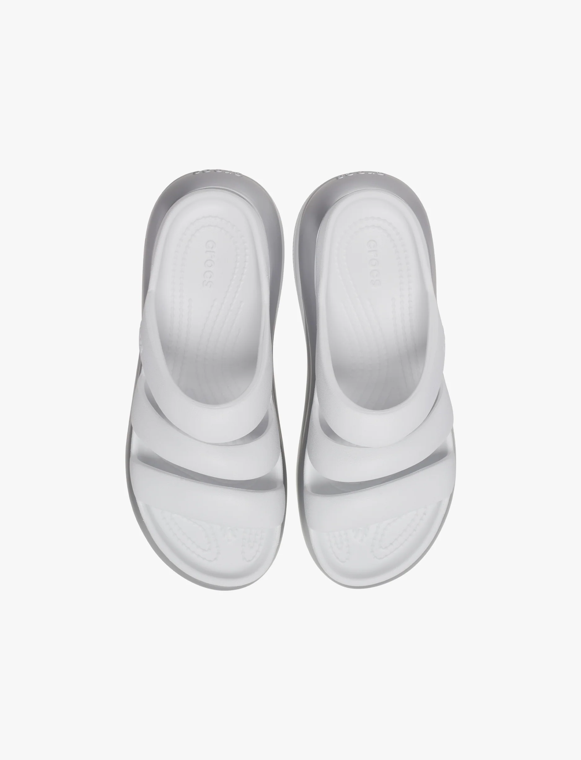 Crocs Mega Crush Metllc Triple Strap - סנדלי פלטפורמה קרוקס מגה קראש טריפל בצבע מון לייט/כסף מטאלי - Image 4