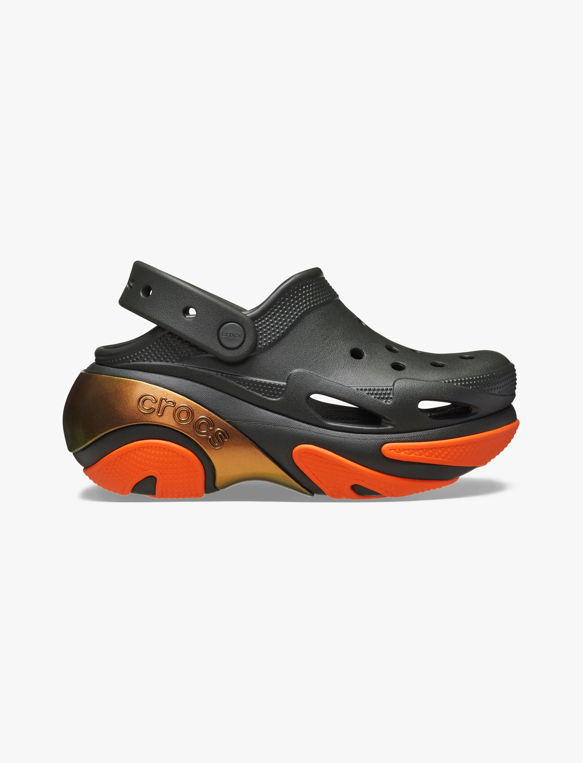 Crocs Bubble Crush Reflector Clog - כפכפי פלטפורמה קלוג באבל קראש קרוקס לנשים בצבע שחור/כתום - Image 2
