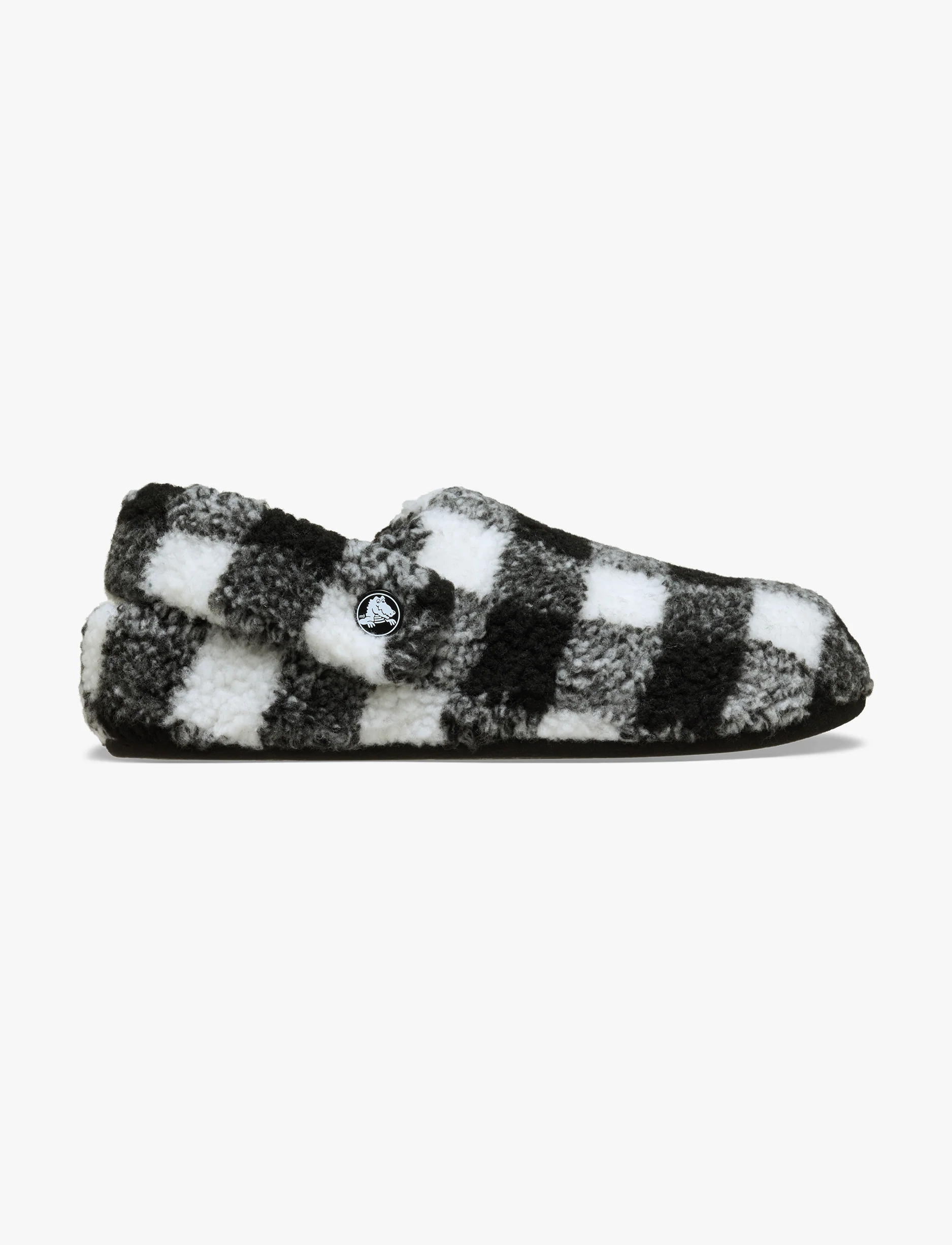 Crocs Classic Buffalo Check Cozzzy Slipper - נעלי בית קרוקס עם הדפס משובץ בצבע שחור/לבן - Image 2