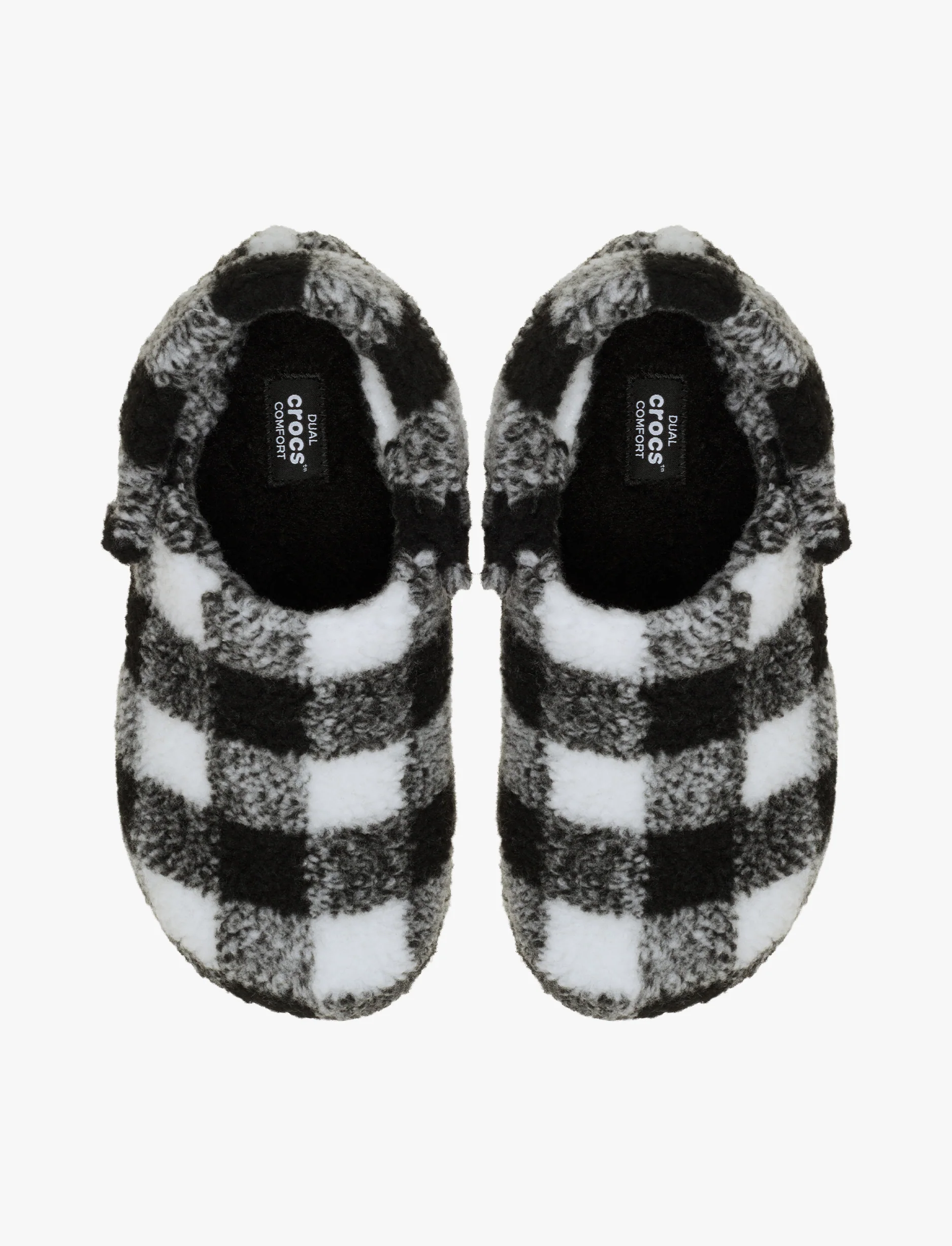 Crocs Classic Buffalo Check Cozzzy Slipper - נעלי בית קרוקס עם הדפס משובץ בצבע שחור/לבן - Image 3