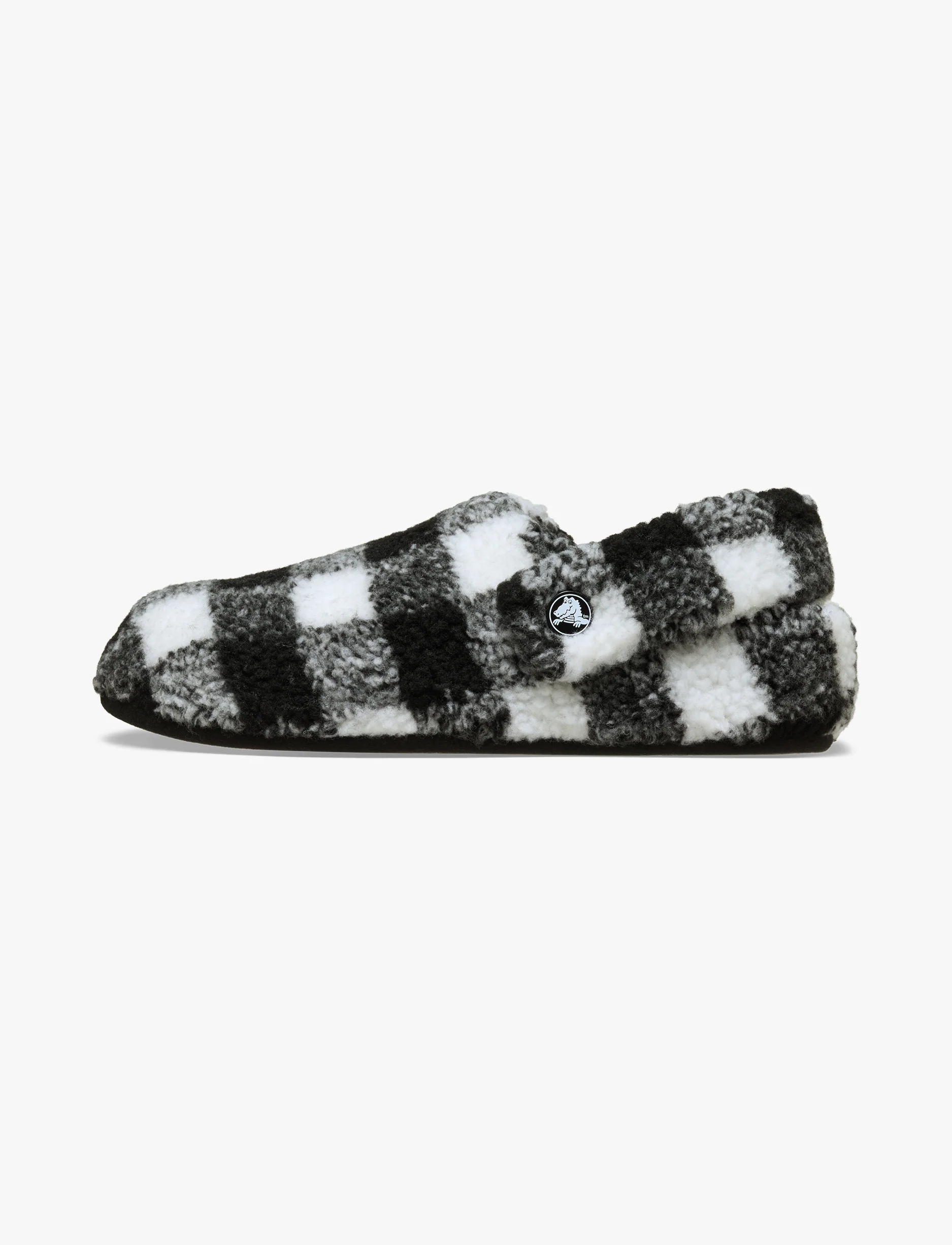 Crocs Classic Buffalo Check Cozzzy Slipper - נעלי בית קרוקס עם הדפס משובץ בצבע שחור/לבן - Image 6