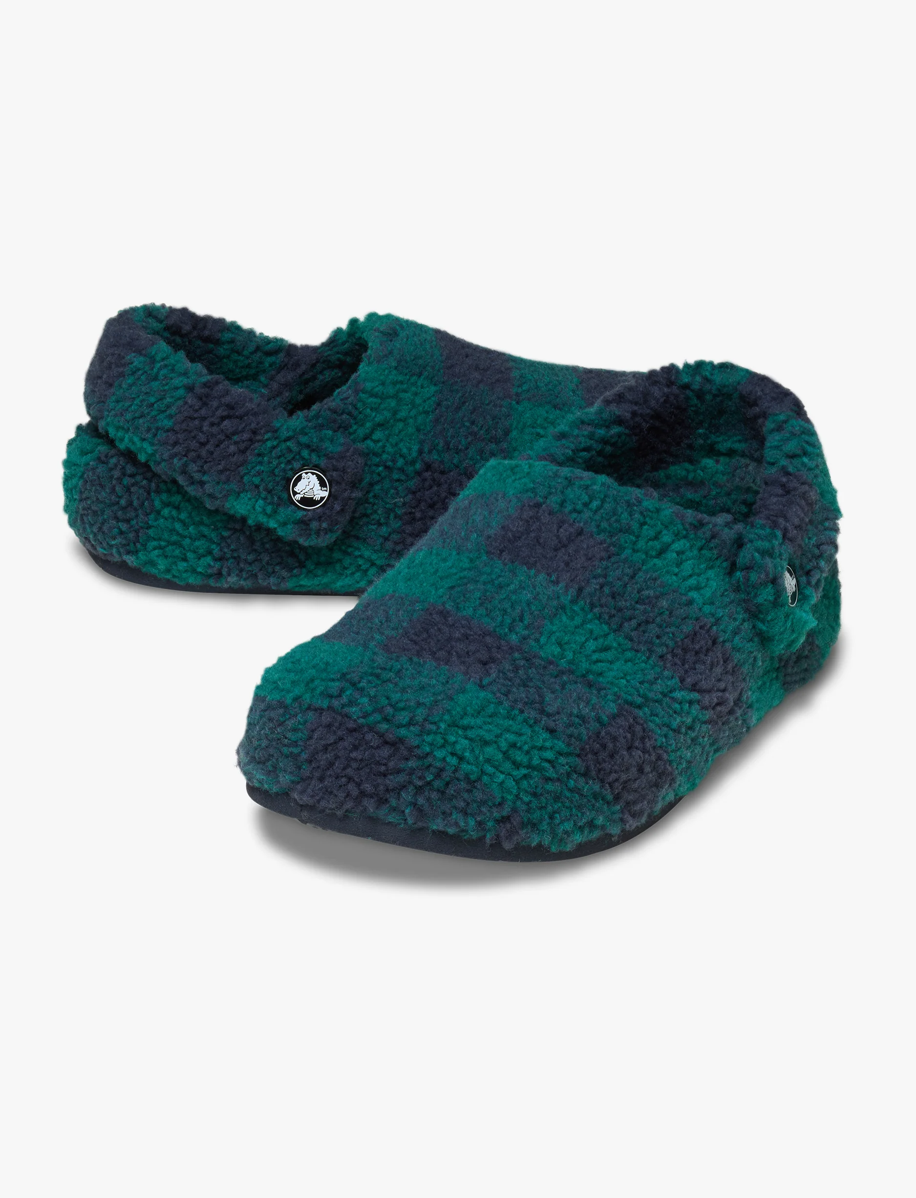 Crocs Classic Buffalo Check Cozzzy Slipper - נעלי בית קרוקס עם הדפס משובץ בצבע ירוק הוסטה/נייבי - Image 4