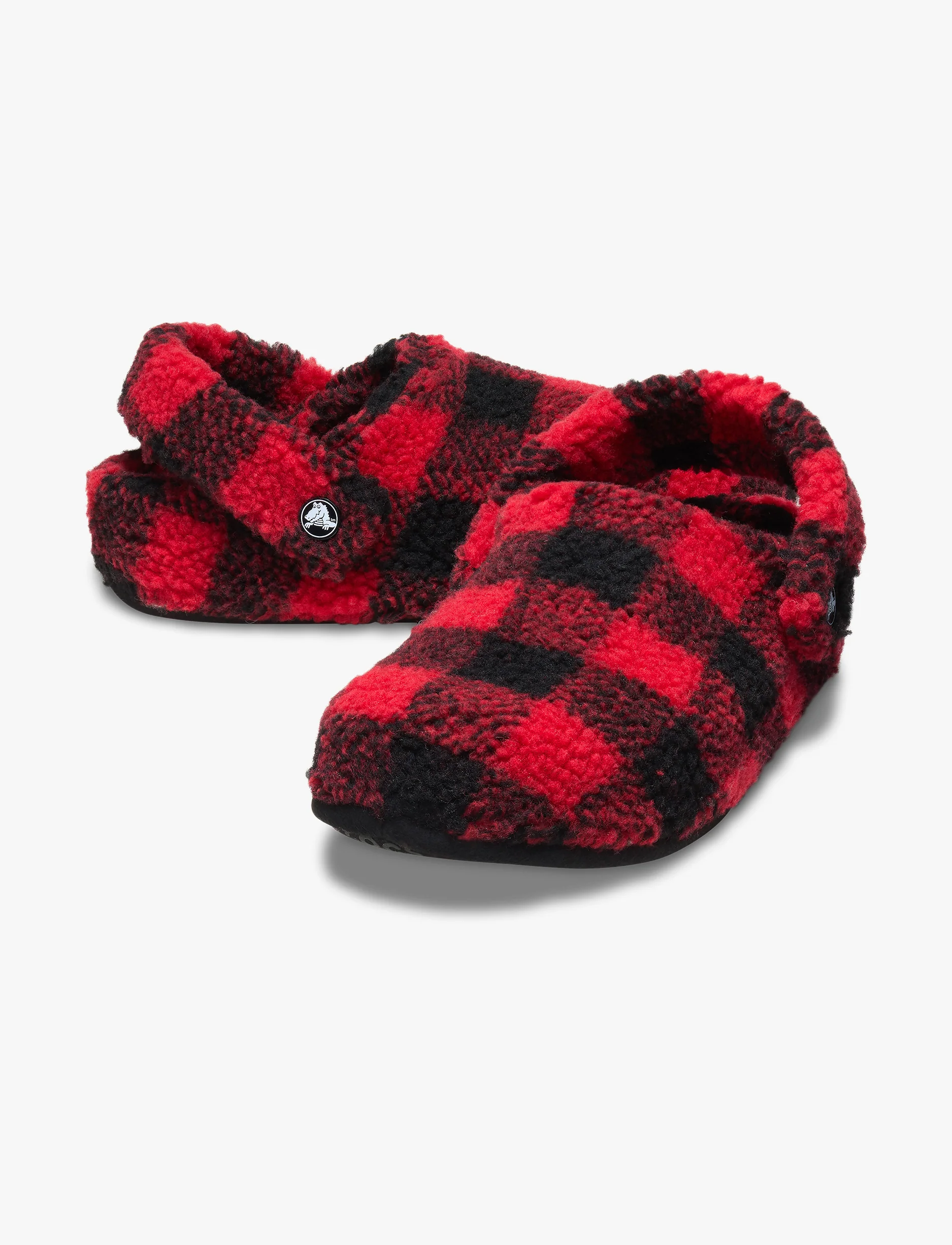 Crocs Classic Buffalo Check Cozzzy Slipper - נעלי בית קרוקס עם הדפס משובץ בצבע אדום ורסיטי/שחור - Image 4