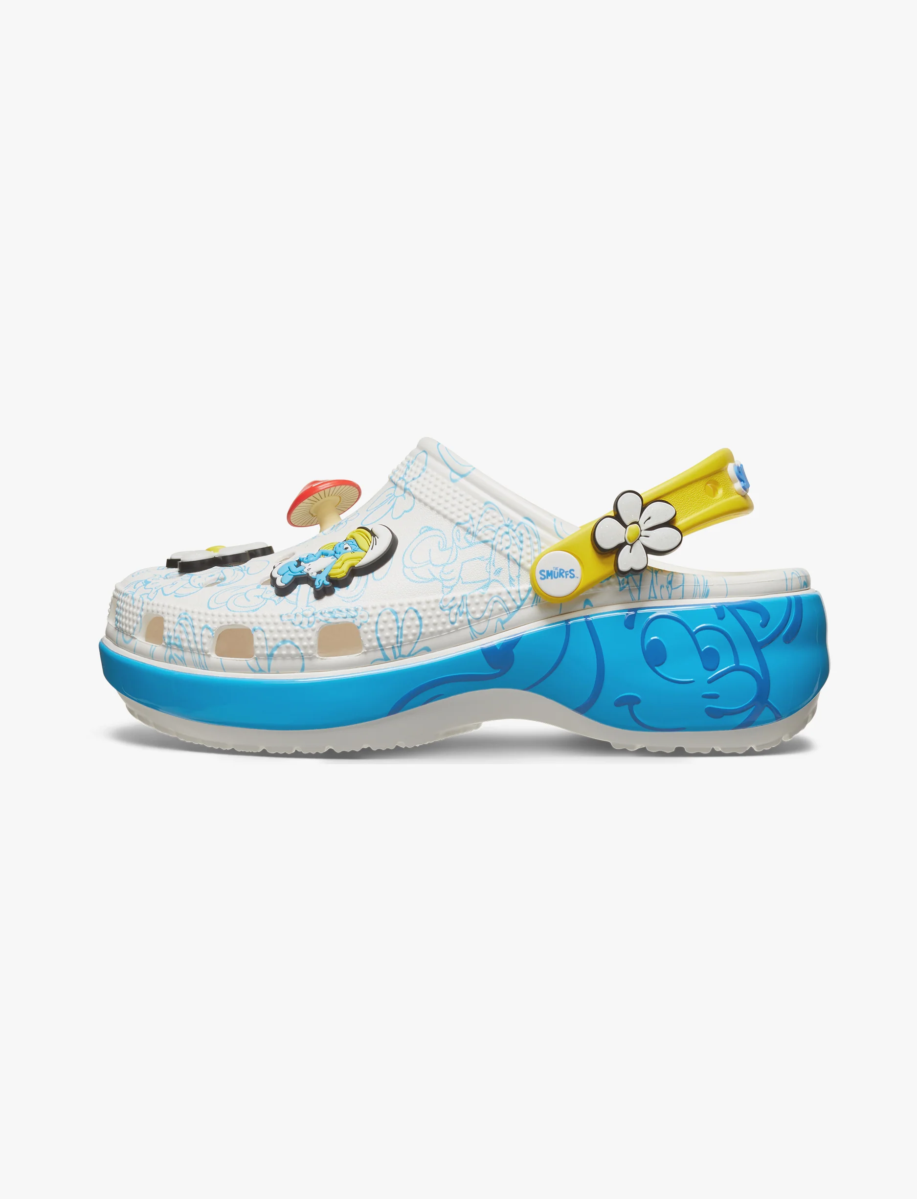 Crocs Smurfs Platform Clog  - כפכפי קרוקס קלוג פלטפורמה הדרדסים לנשים בצבע לבן/תכלת - Image 6