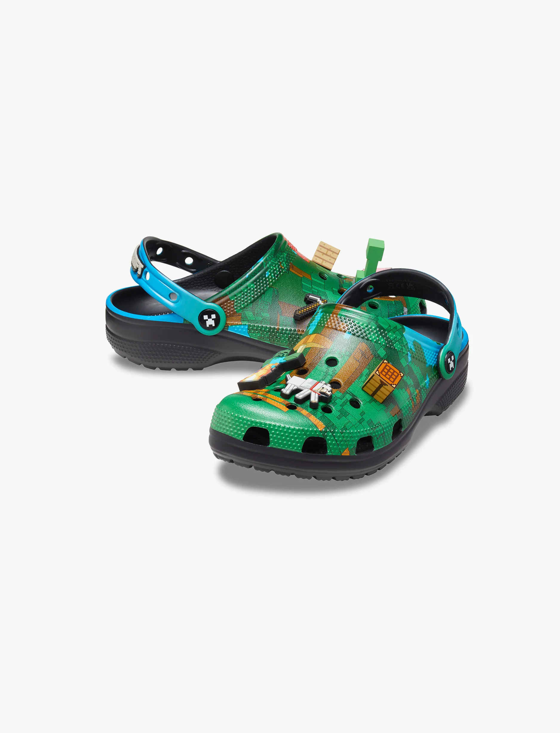 Crocs Minecraft Classic Clog K -כפכפי קרוקס קלוג מיינקרפט לילדים בצבע ירוק/שחור - Image 3
