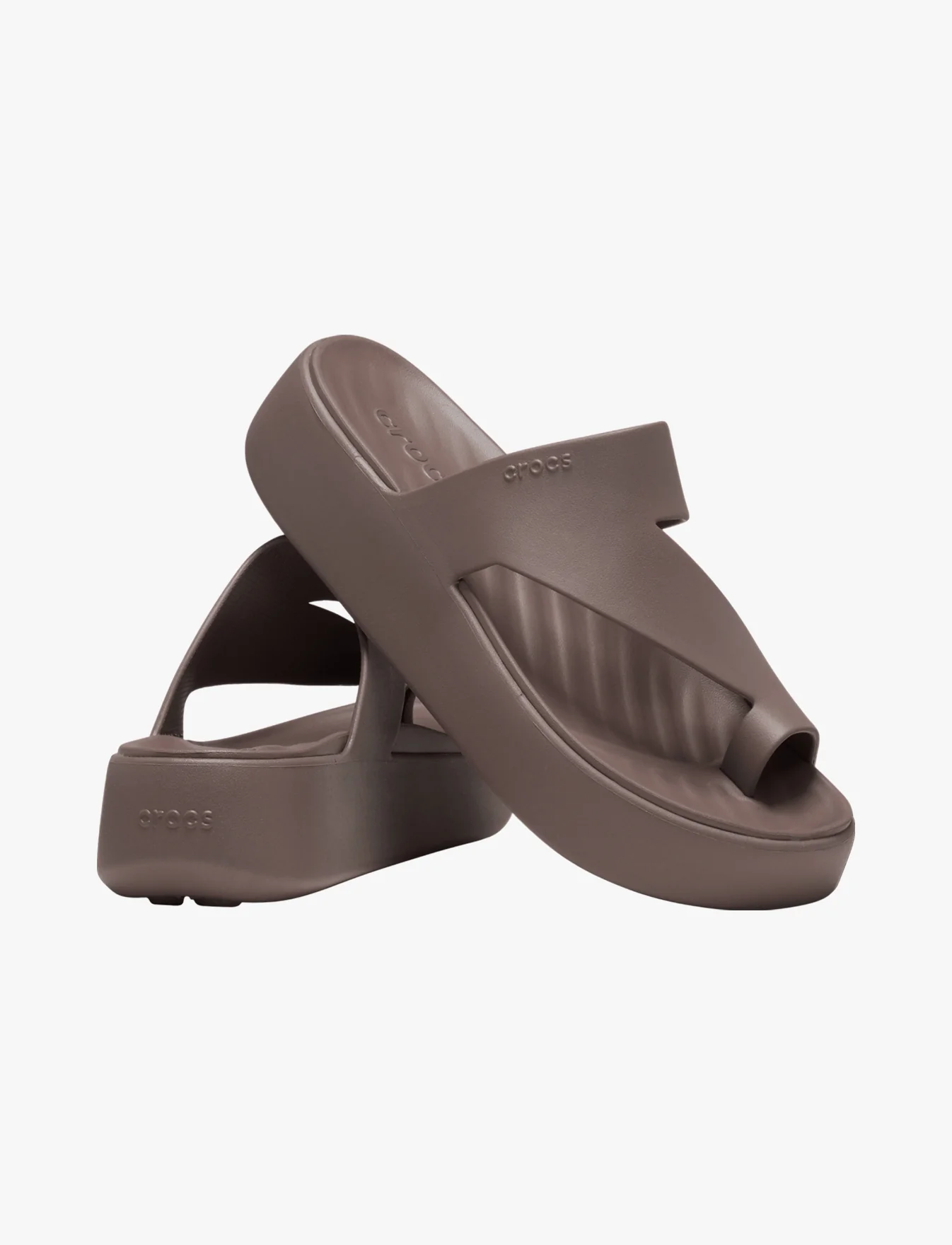 Crocs Getaway Platform Toe Loop - כפכפי אצבע פלטפורמה קרוקס לנשים בצבע חום - Image 3