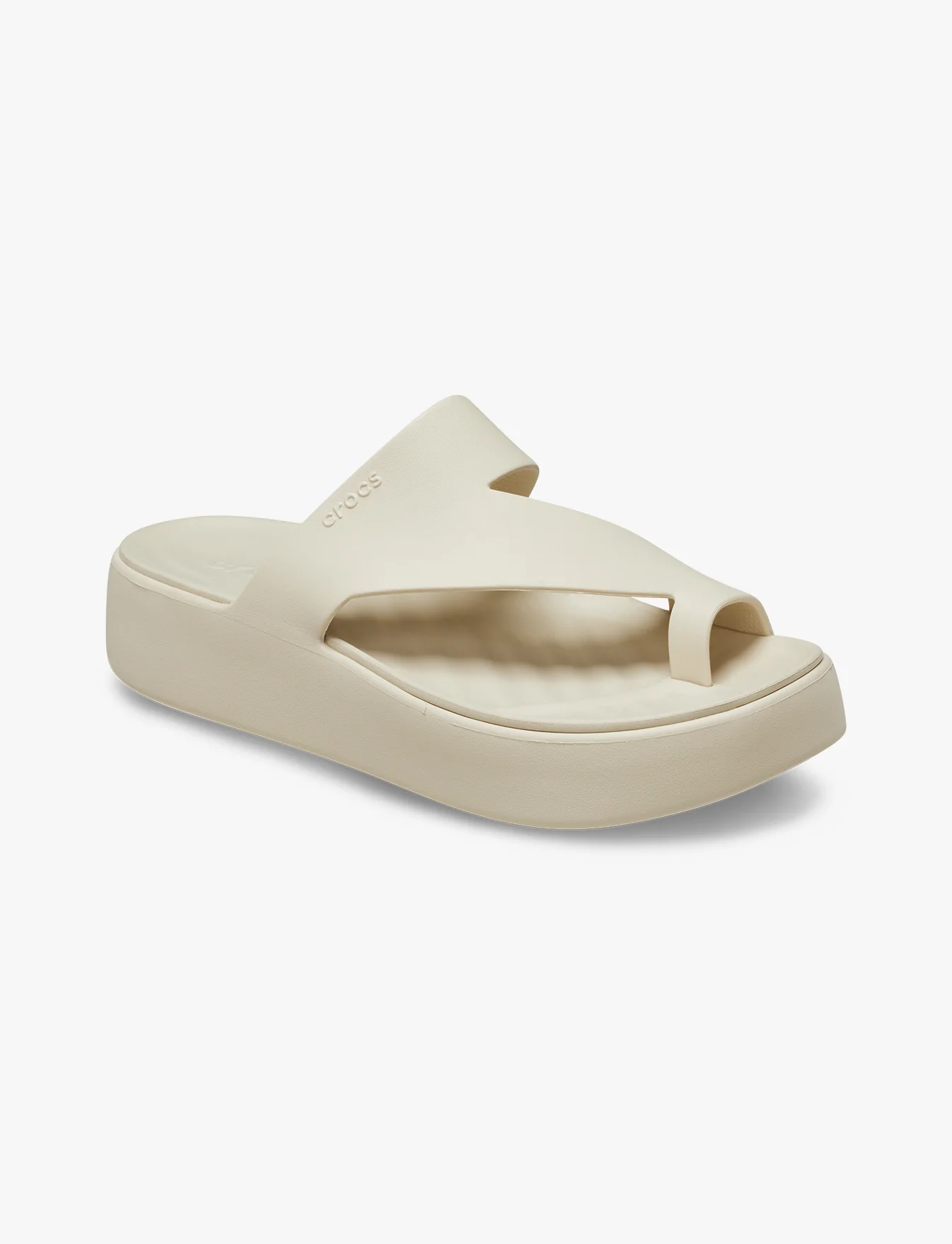 Crocs Getaway Platform Toe Loop - כפכפי אצבע פלטפורמה קרוקס לנשים בצבע אבן חול