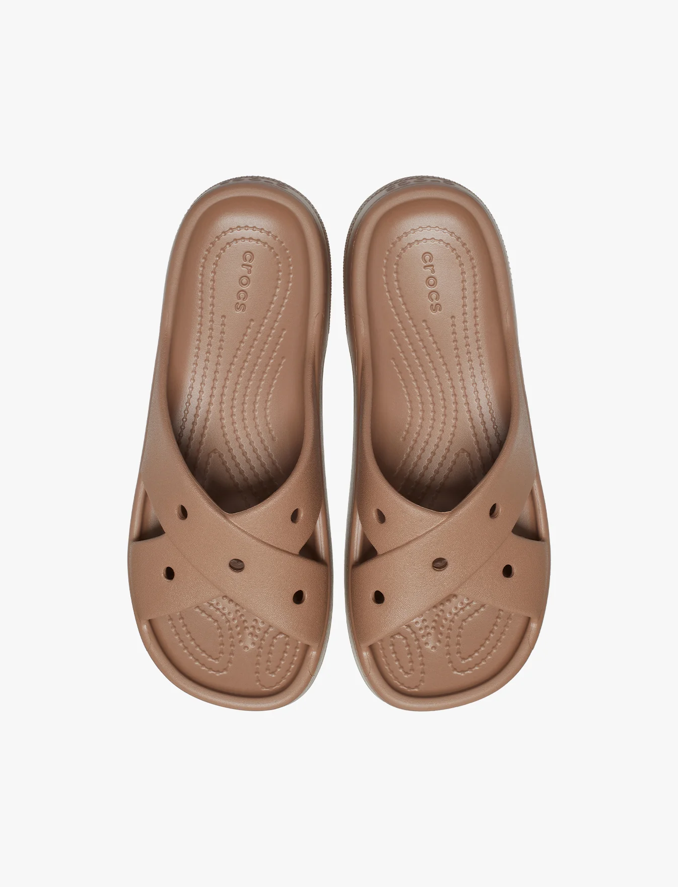 Crocs Classic Women's Cross Strap - כפכפי קרוקס לנשים בצבע חום - Image 4