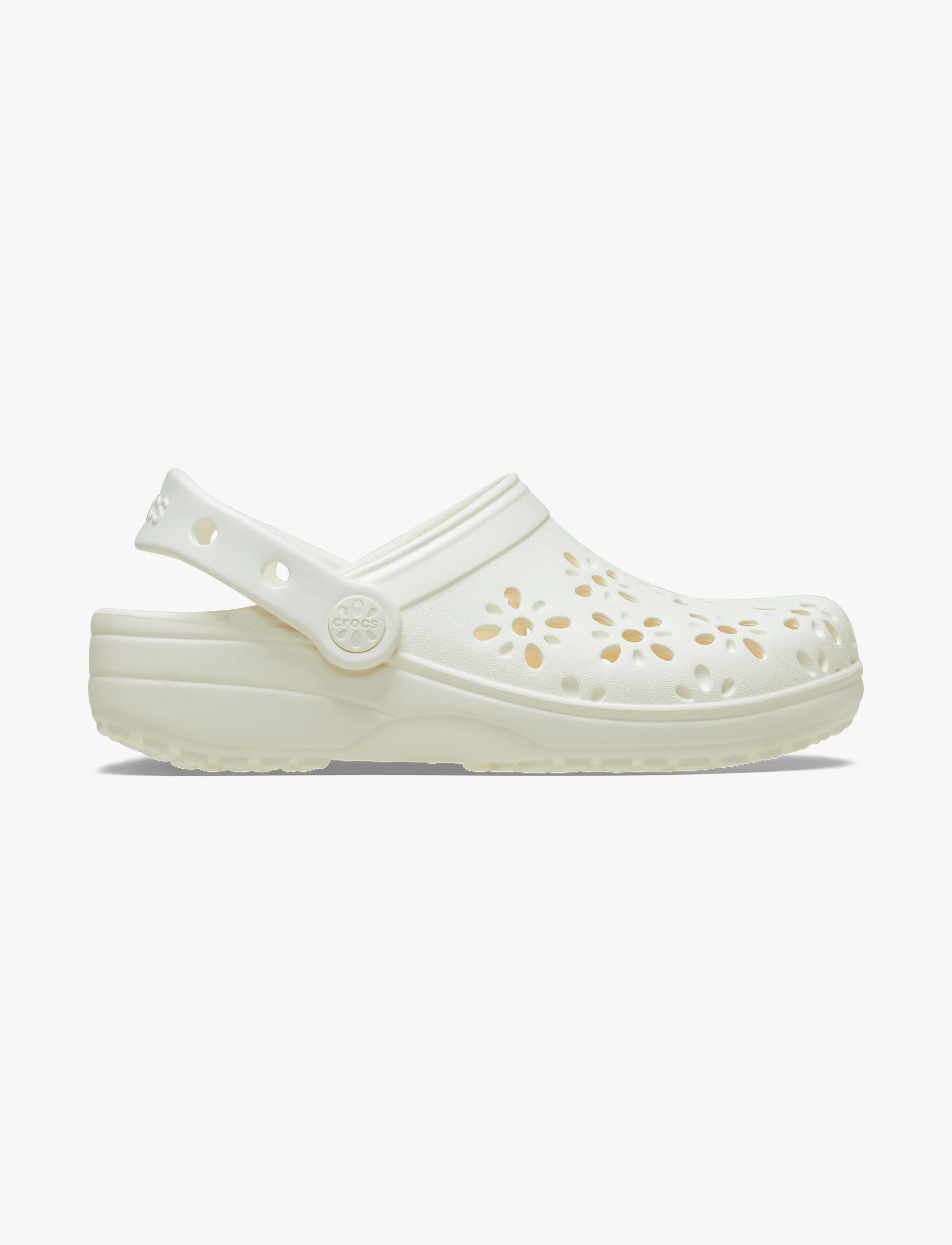 Crocs Classic Floral Cut Out Clog - כפכפי קרוקס לנשים בצבע לבן גיר - Image 2