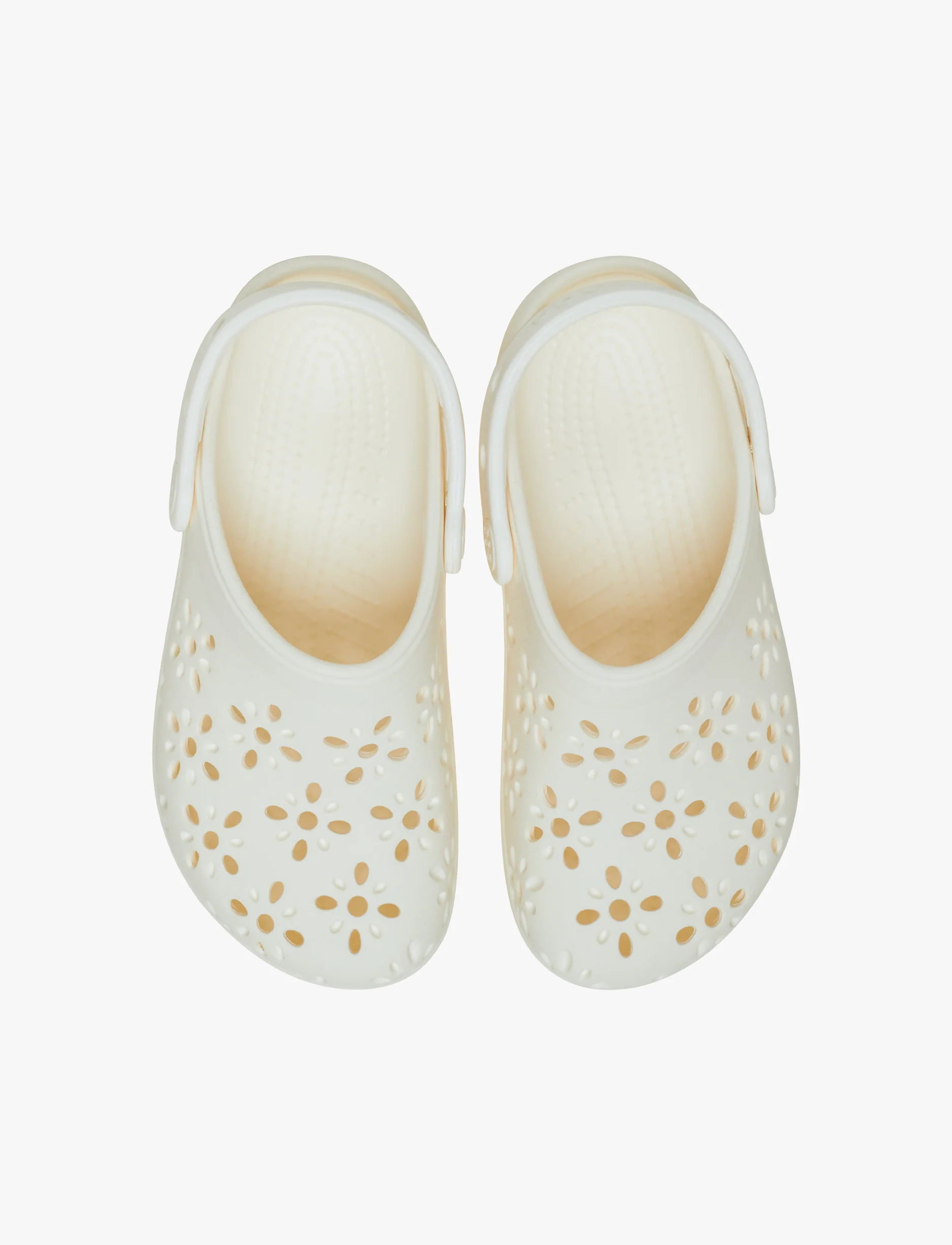 Crocs Classic Floral Cut Out Clog - כפכפי קרוקס לנשים בצבע לבן גיר - Image 4