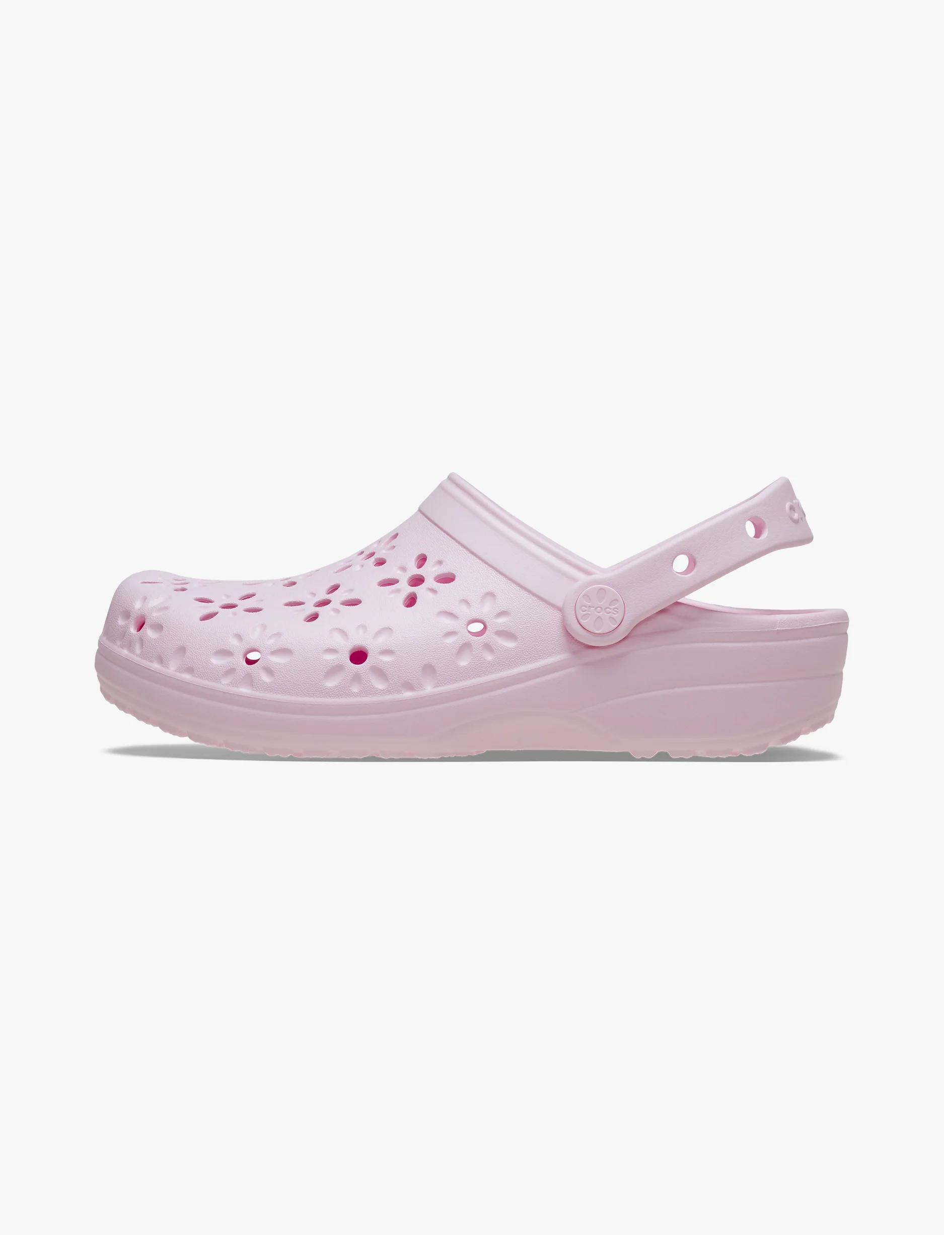 Crocs Classic Floral Cut Out Clog - כפכפי קרוקס לנשים בצבע ורוד חלבי - Image 5