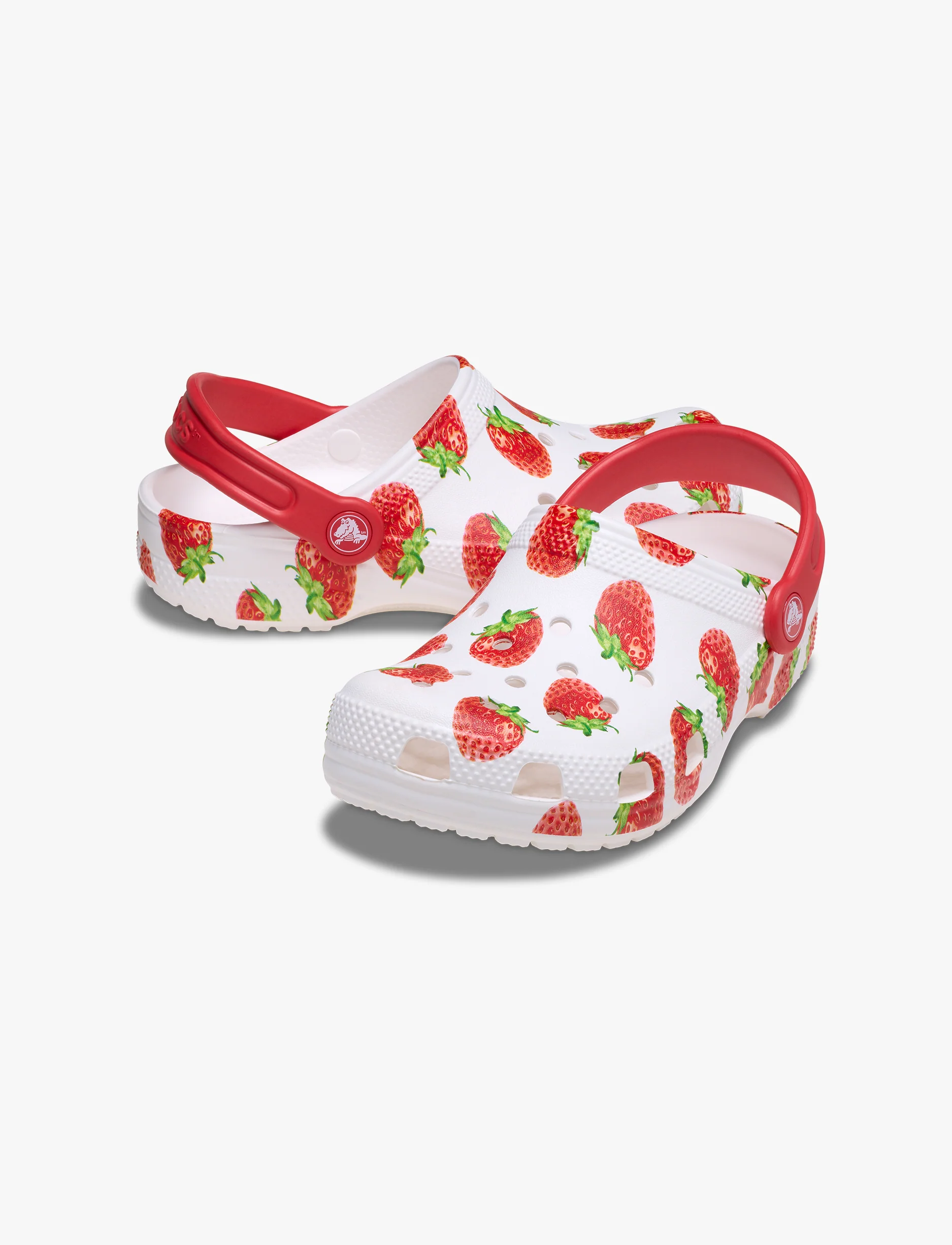 Crocs Classic Fresh Fruits K -  כפכפי קרוקס לילדים בצבע לבן בהדפס תותים אדומים - Image 4