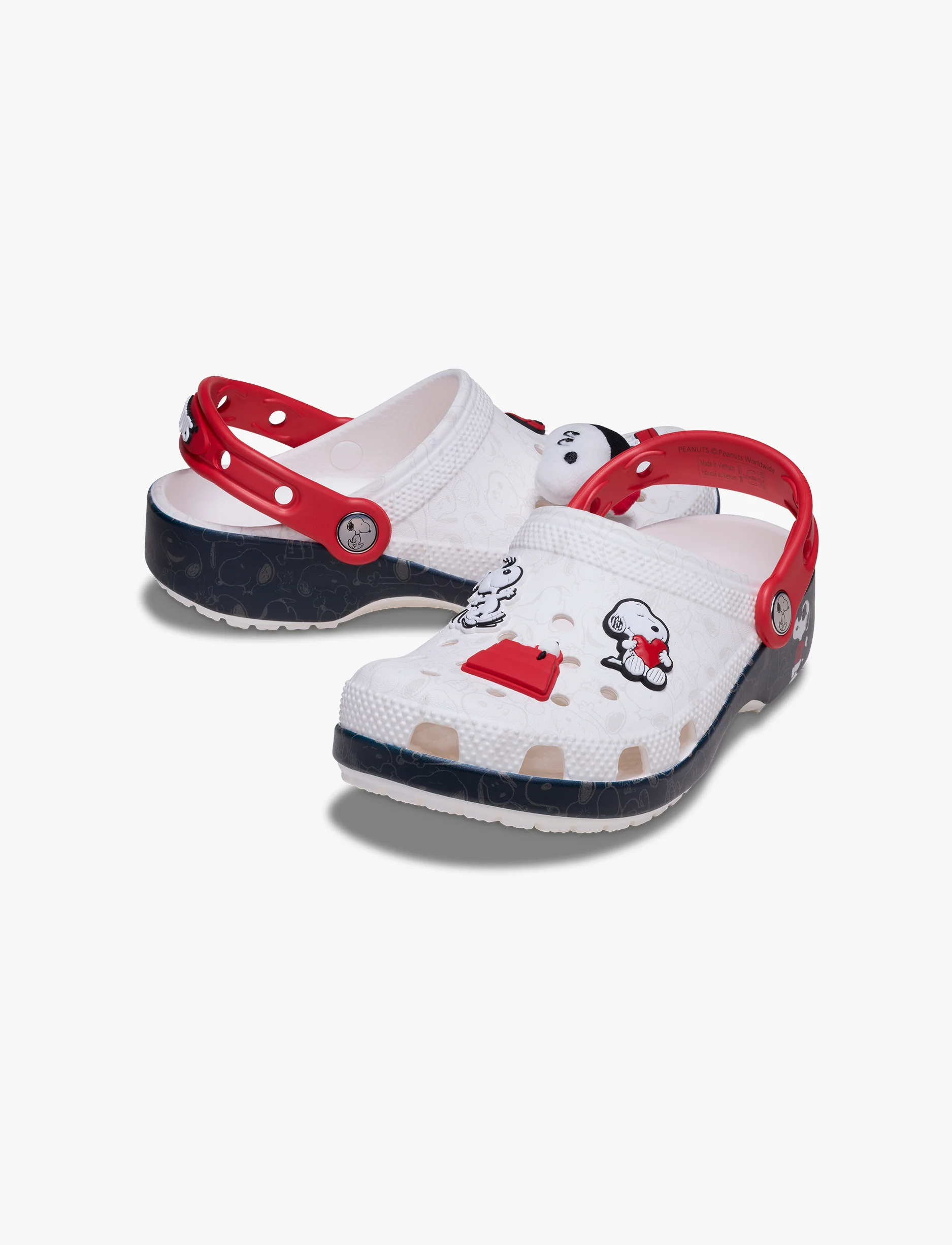 Crocs Peanuts Classic Clog T - כפכפי קלוג  קרוקס סנופי לילדים בצבע לבן/שחור/אדום מידות קטנות - Image 4