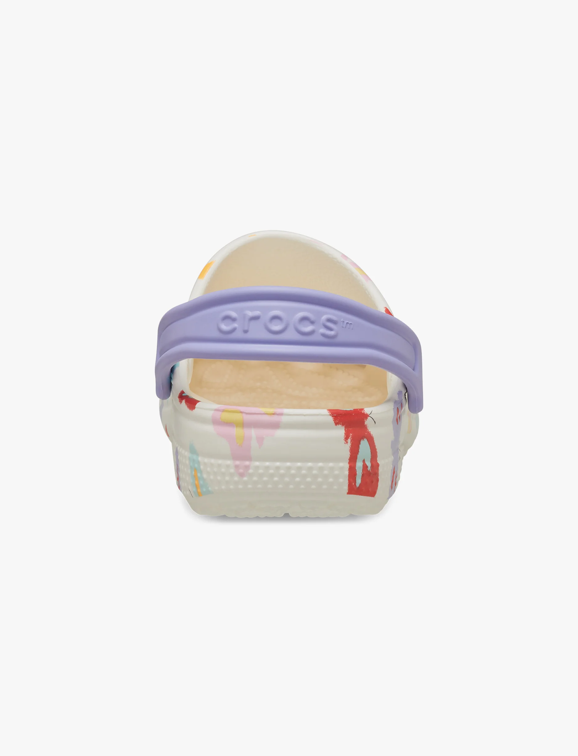 Crocs Classic Butterfly Graphic Clog K  כפכפי קלוג קרוקס לילדים בצבע לבן גיר בהדפס פרפרים צבעוניים - Image 5