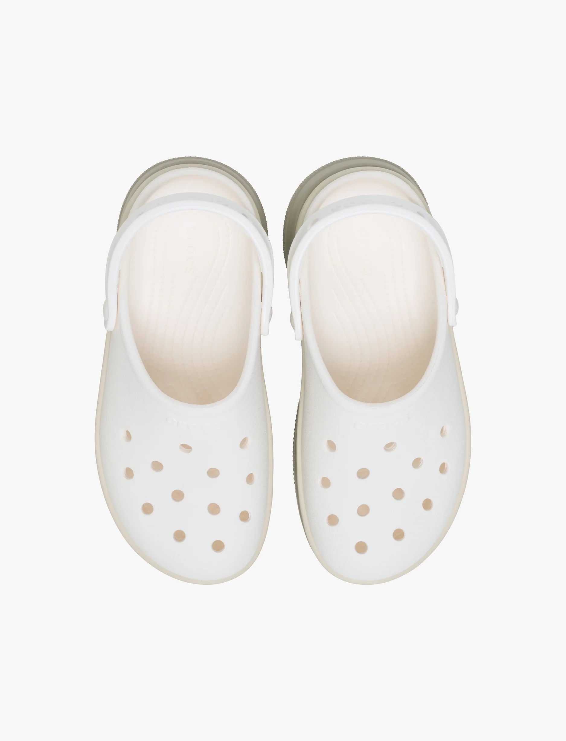 Crocs Classic Stacked Clog - כפכפי פלטפורמה קרוקס לנשים בצבע לבן גיר/קרם - Image 4