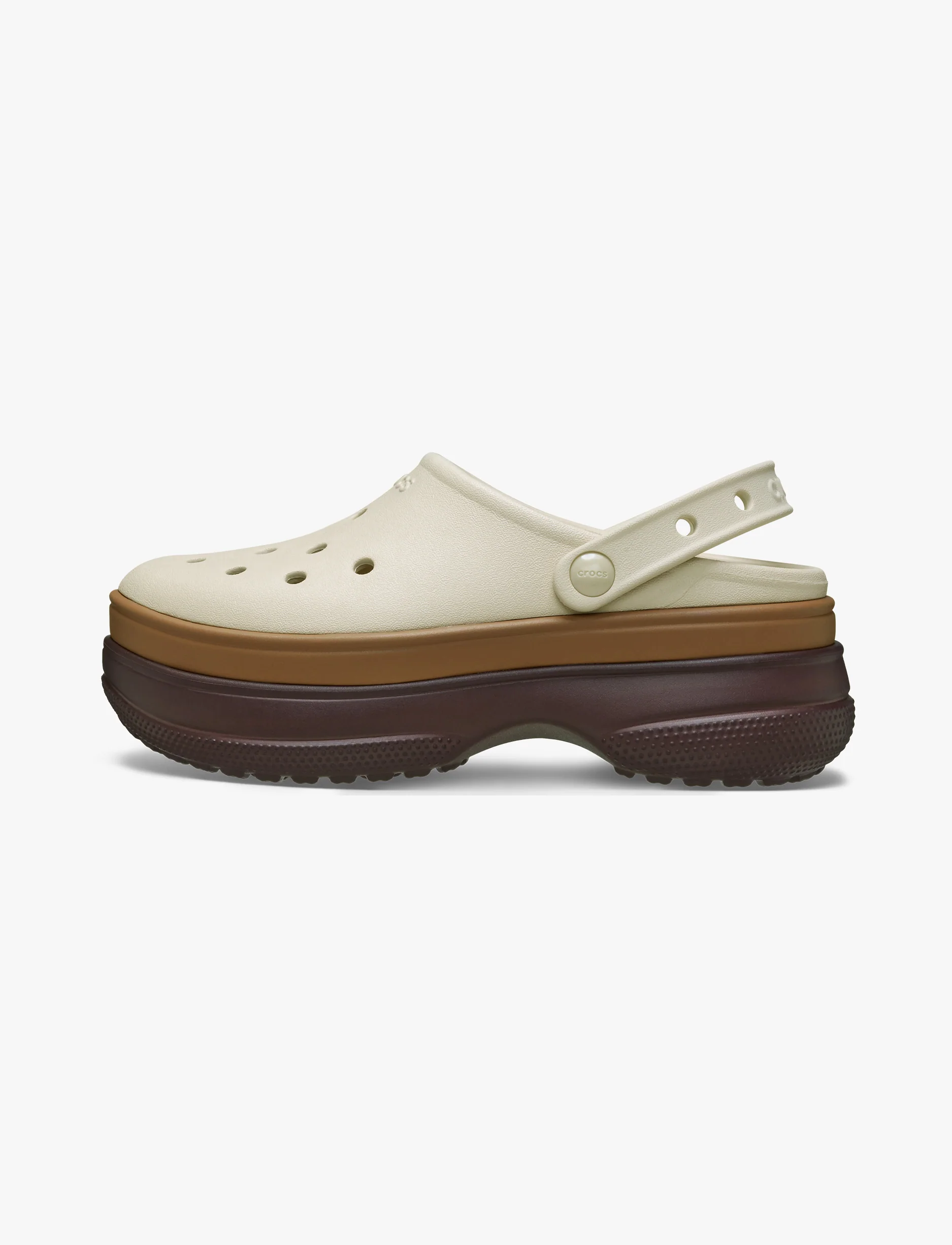 Crocs Classic Stacked Clog - כפכפי פלטפורמה קרוקס לנשים בצבע קרם/מוקה - Image 6