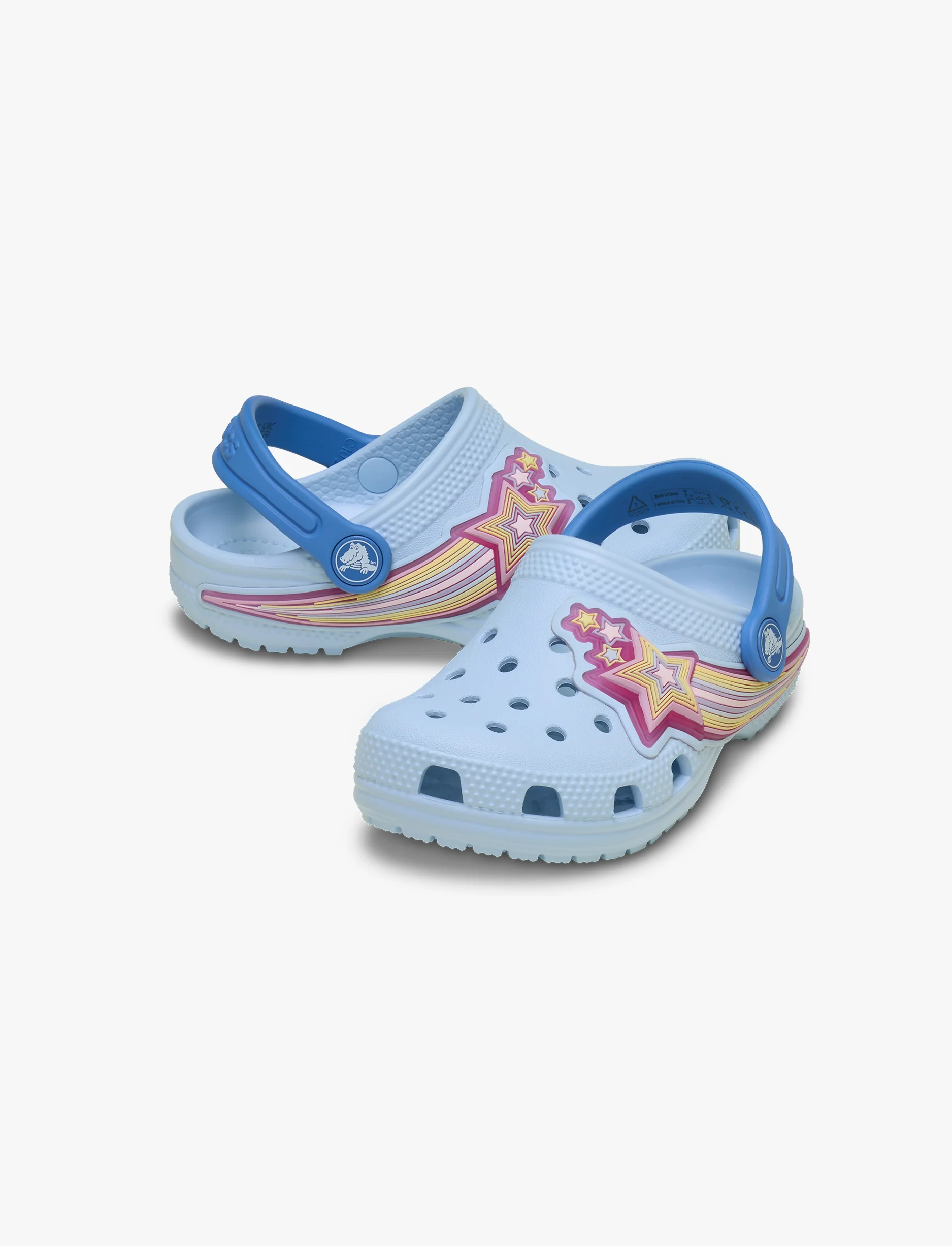 Crocs Classic Star Lights Clog T - כפכפי קרוקס קלוג עם אורות לילדים בצבע כחול פרוסט - Image 3