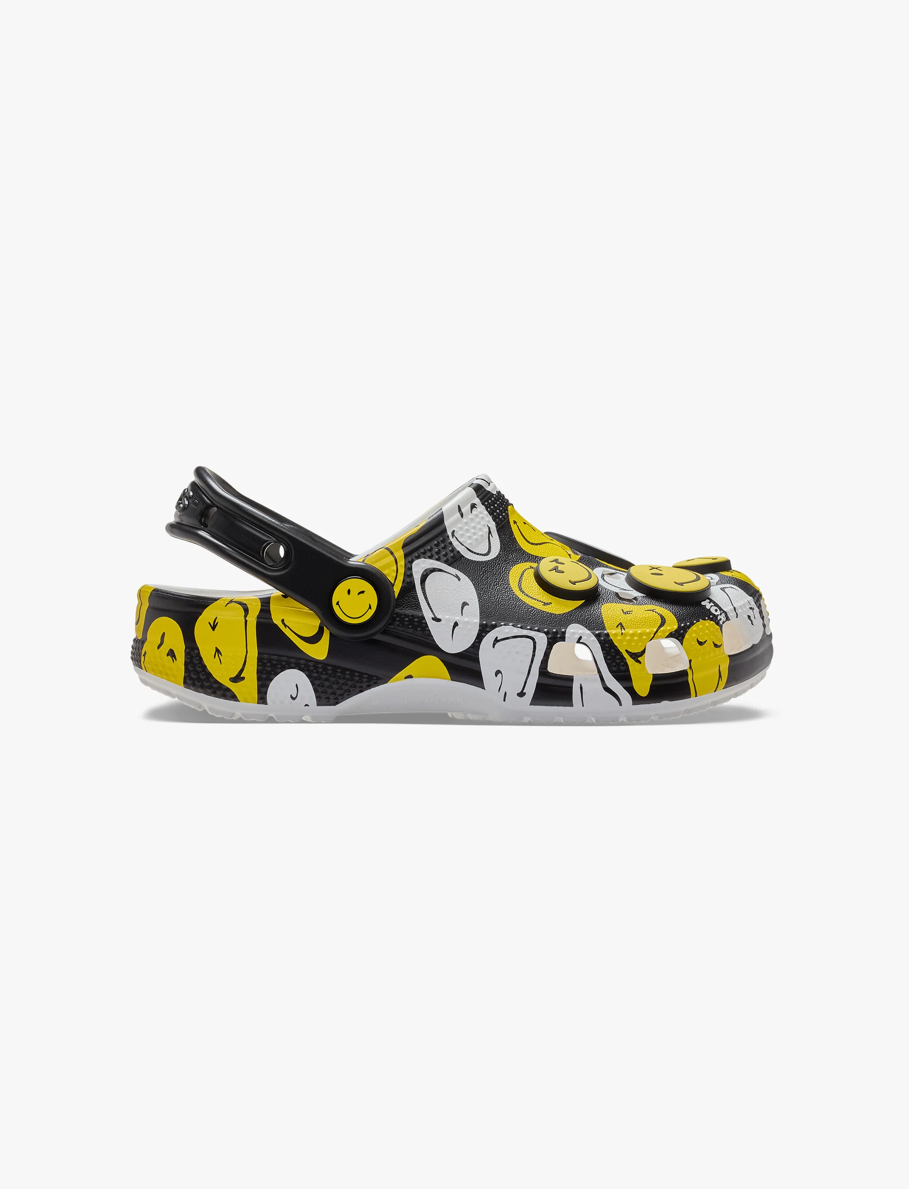 Crocs Smiley Classic Clog K - כפכפי קלוג קרוקס סמיילי לילדים בצבע שחור/לבן/צהוב - Image 2