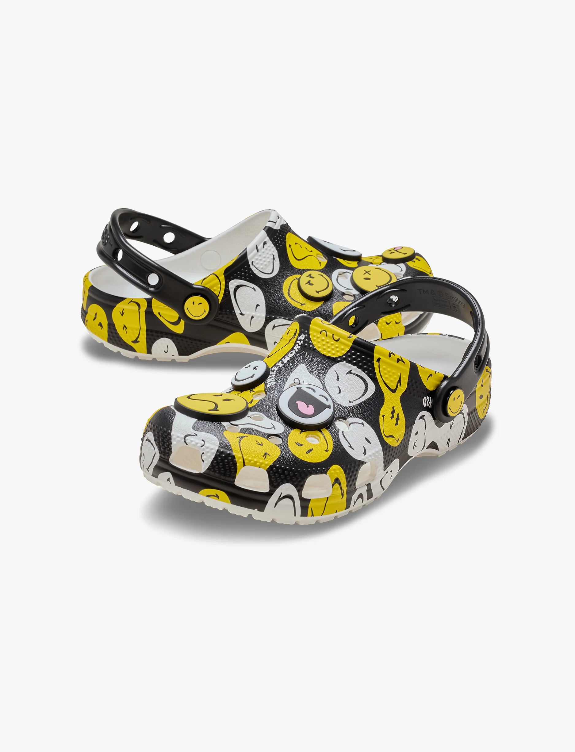 Crocs Smiley Classic Clog K - כפכפי קלוג קרוקס סמיילי לילדים בצבע שחור/לבן/צהוב - Image 4
