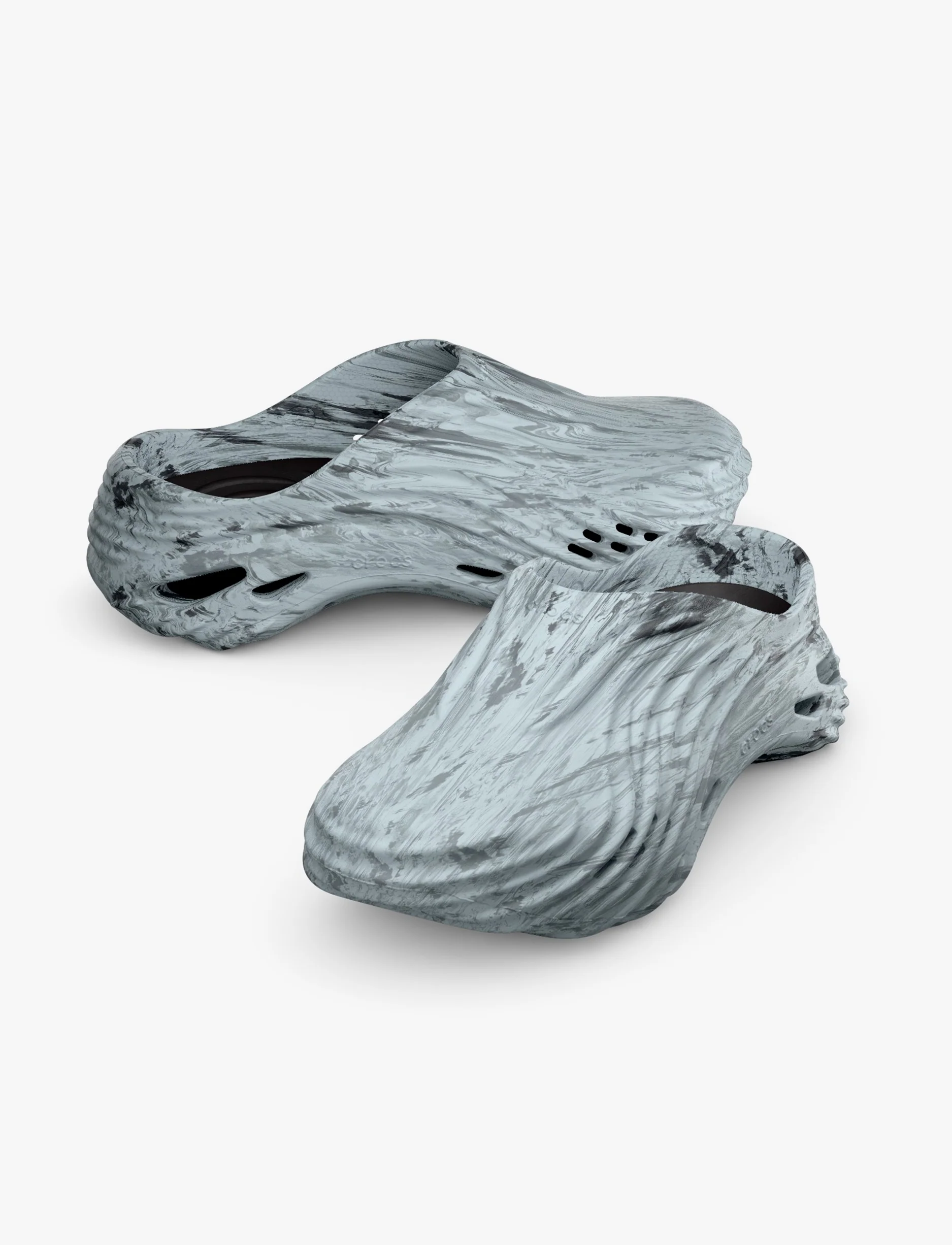 Crocs Echo Marbled Wave - כפכפי קרוקס אקו קלוג בצבע שחור/לבן - Image 3