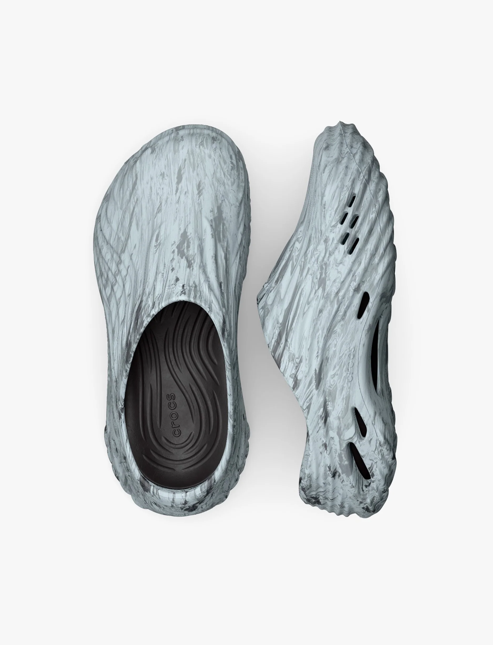 Crocs Echo Marbled Wave - כפכפי קרוקס אקו קלוג בצבע שחור/לבן - Image 6