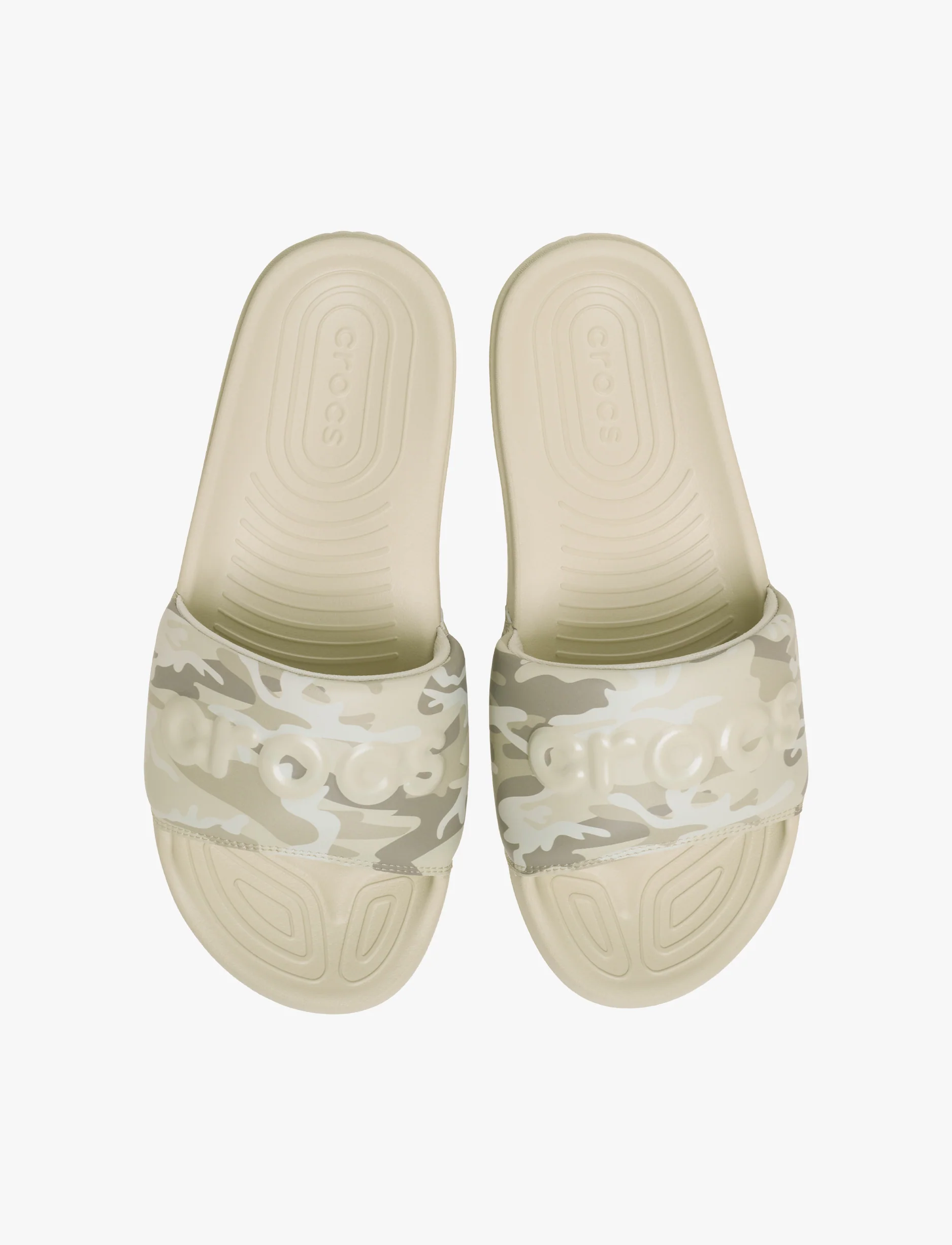 Crocs All Day Camouflage Slide M - כפכפי סלייד קרוקס לגברים בהדפס הסוואה בצבע קרם - Image 4