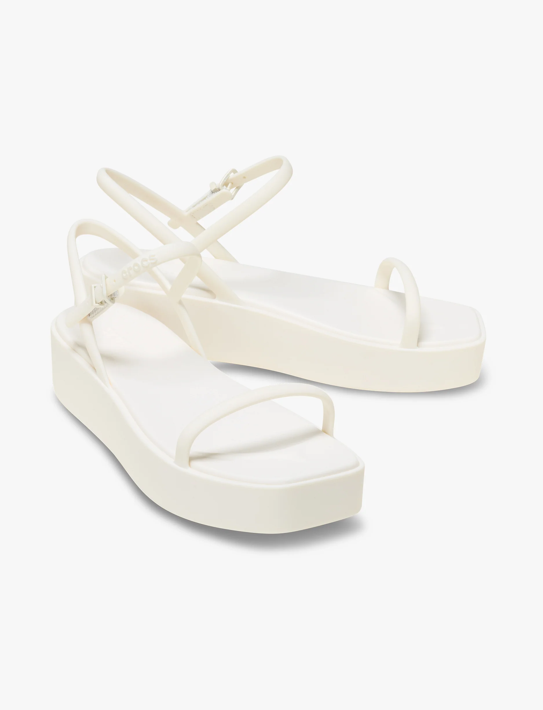 Crocs Miami Platform Y Strap Sandal - סנדלי פלטפורמה קרוקס לנשים בצבע לבן גיר - Image 3