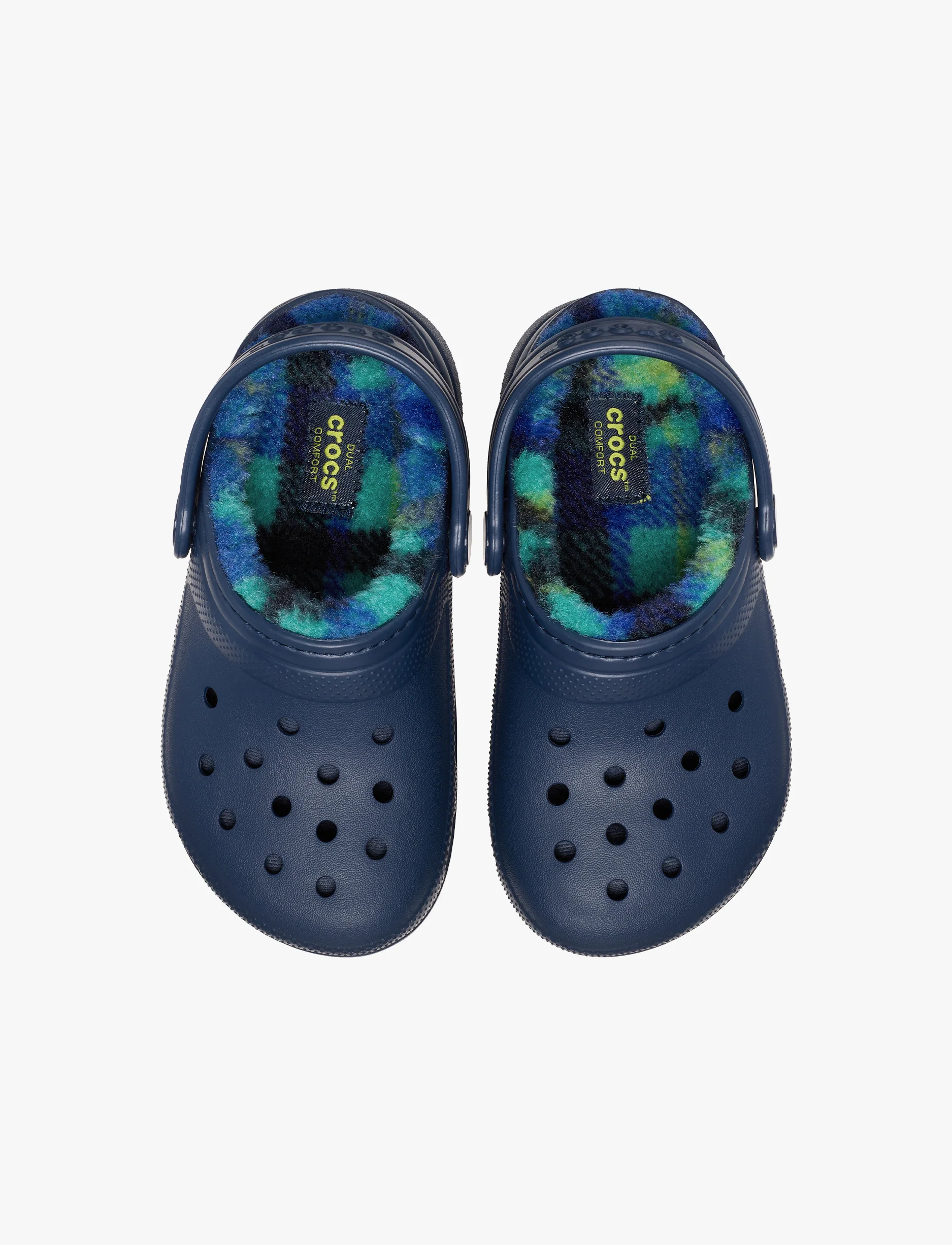 Crocs Classic Lined Bold Check Clog T  - כפכפי פרווה קלוג קרוקס לילדים בצבע נייבי מידות קטנות - Image 4