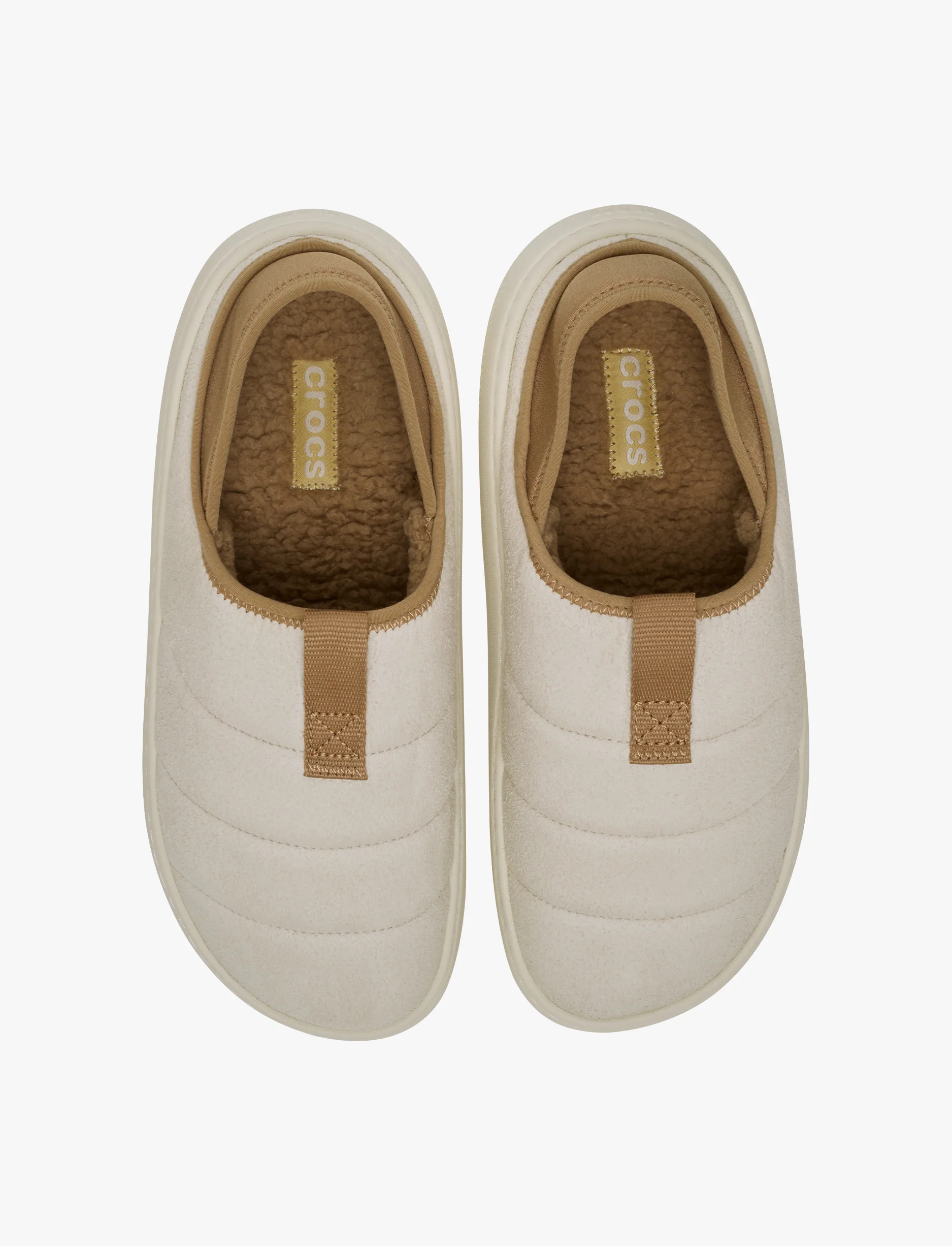 Crocs Classic Vegan Suede Moc - כפכפי פרווה קרוקס בצבע אבן חול - Image 3