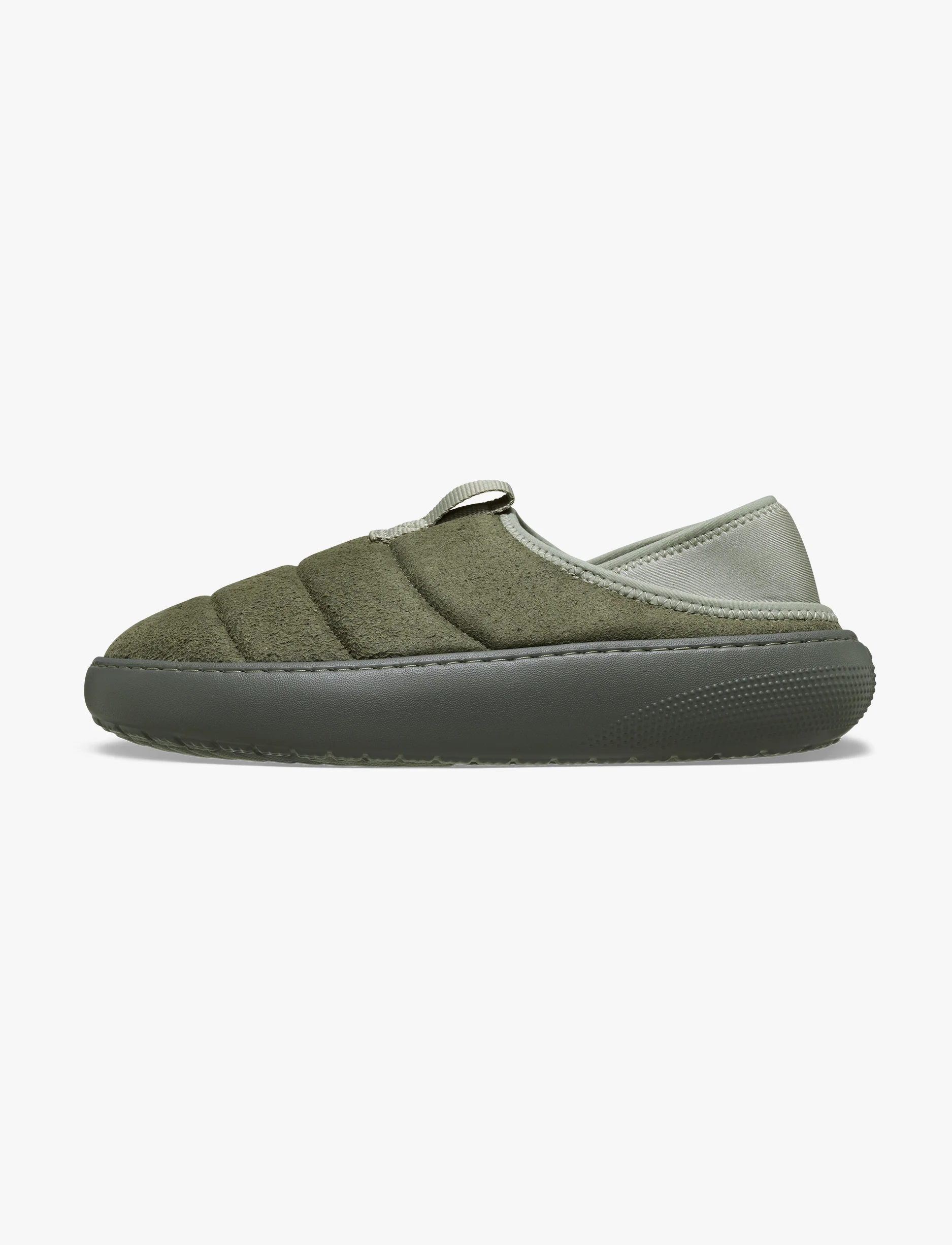 Crocs Classic Vegan Suede Moc - כפכפי פרווה קרוקס בצבע ירוק/אפור - Image 5