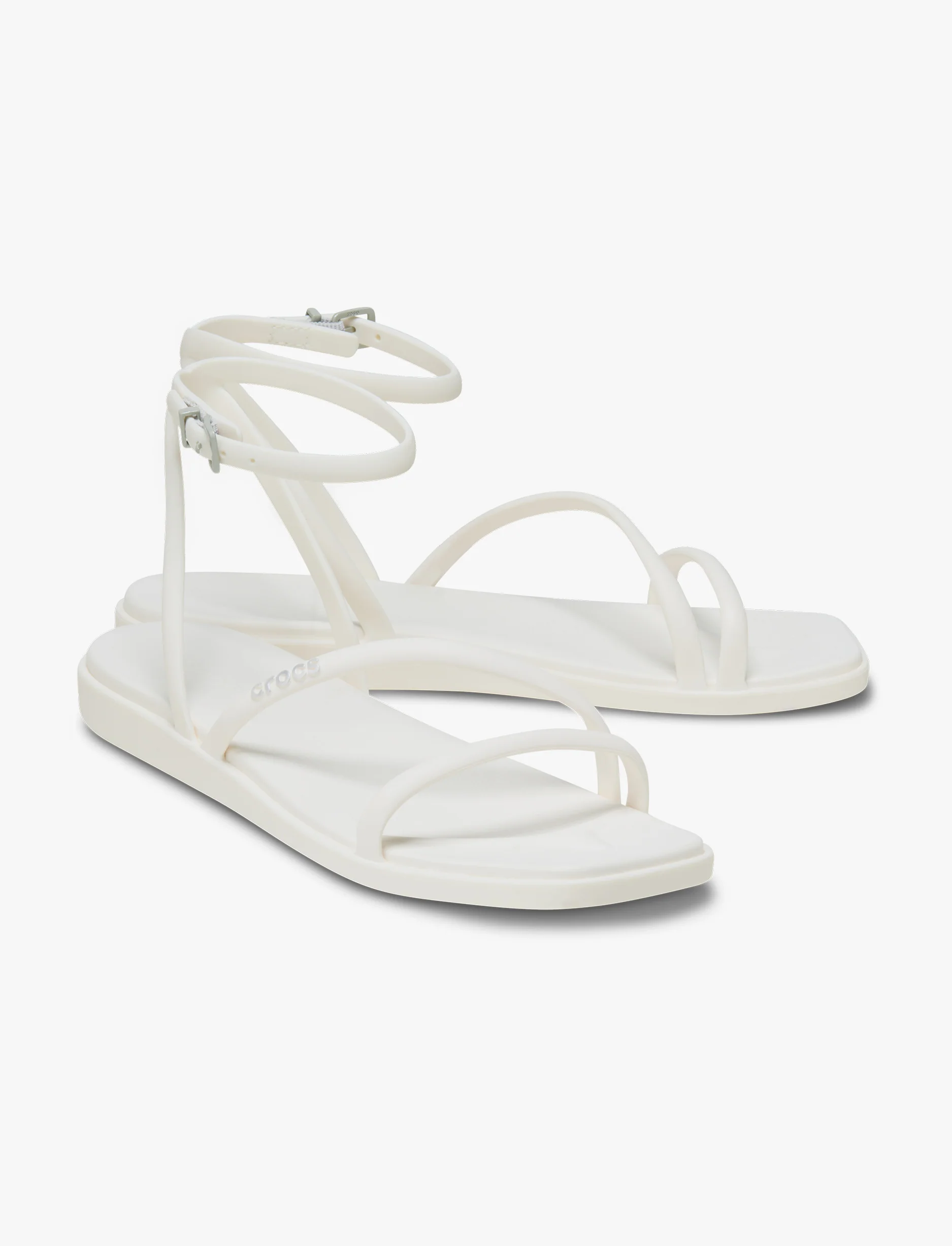 Crocs Miami Ankle Strap Sanda l -  סנדלי קרוקס מיאמי עם רצועת קרסול לנשים בצבע לבן גיר - Image 3