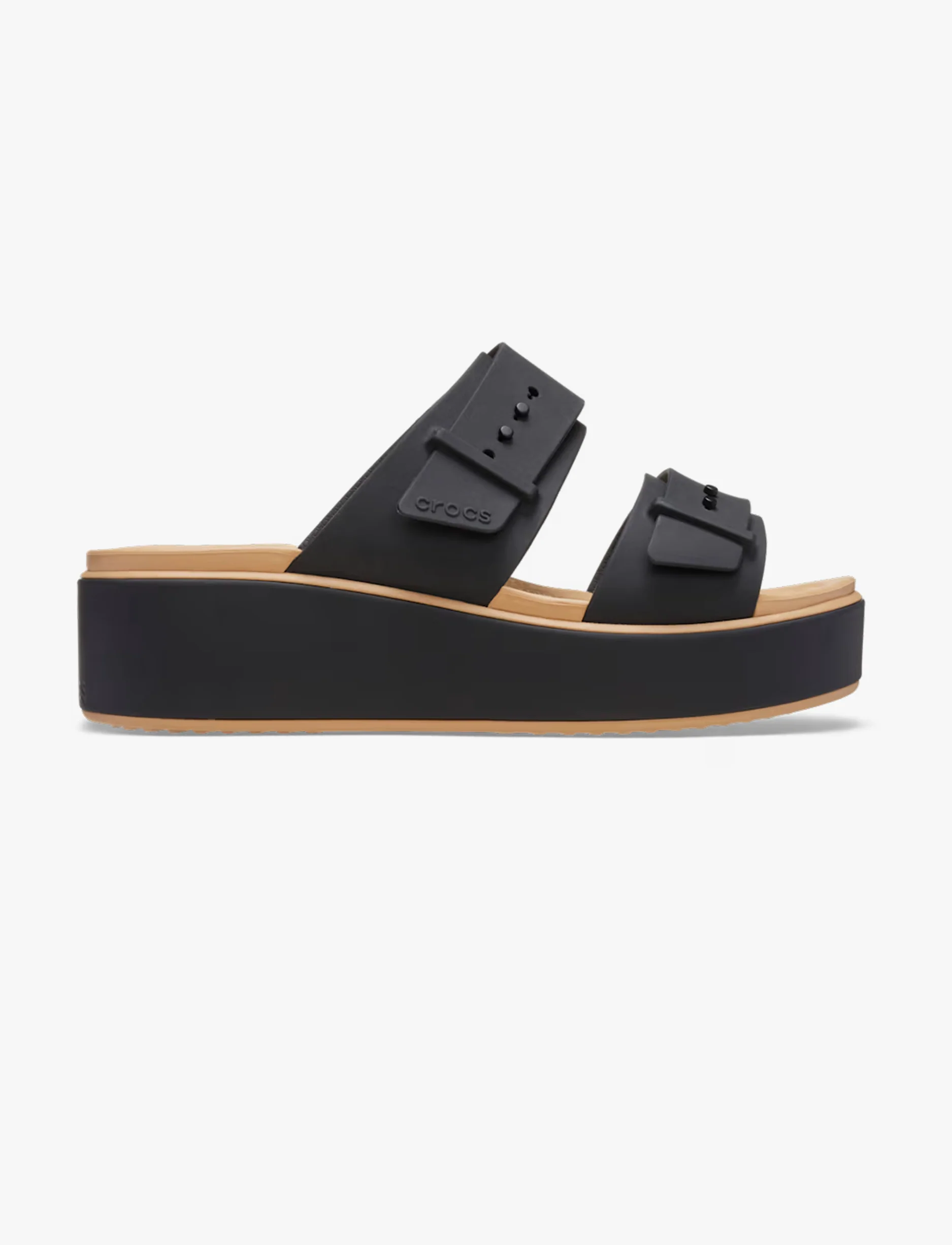 Crocs Brooklyn Buckle Matte Wrap LW - כפכפי פלטפורמה קרוקס ברוקלין לנשים בצבע שחור - Image 2