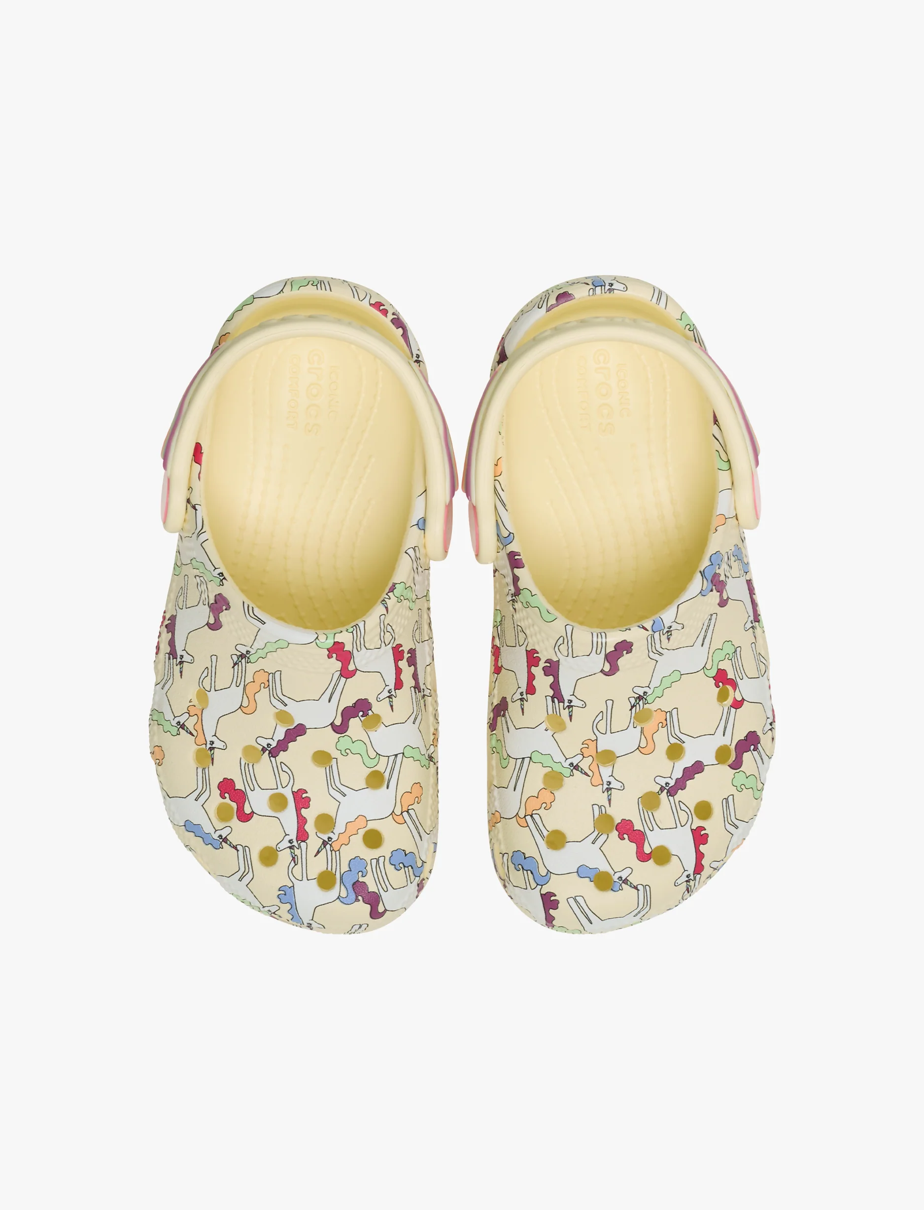 Crocs Classic Unicorn Graphic Clog - כפכפי קרוקס קלוג חד קרן בצבע קרם לקטנטנים - Image 4