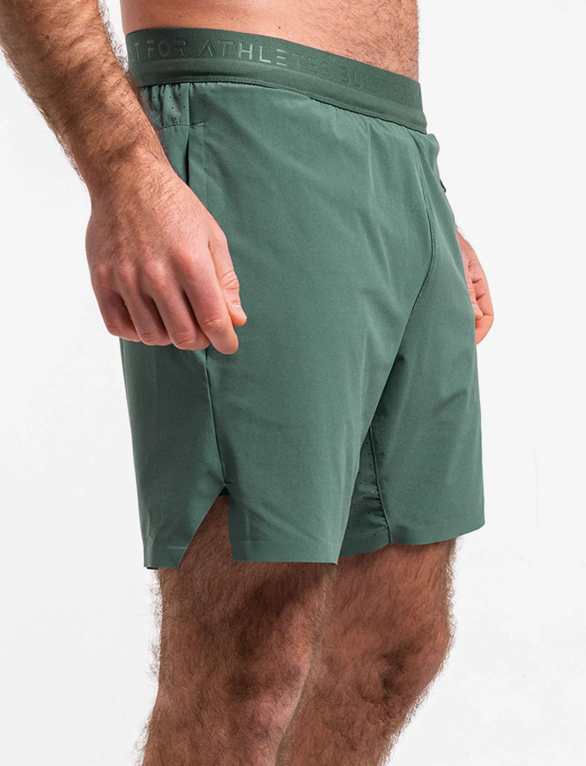 Built For Athletes Mens Hybrid Training 2 in 1 Short - מכנסי אימון 2-ב-1 לגברים בצבע ירוק שטיפה - Image 4