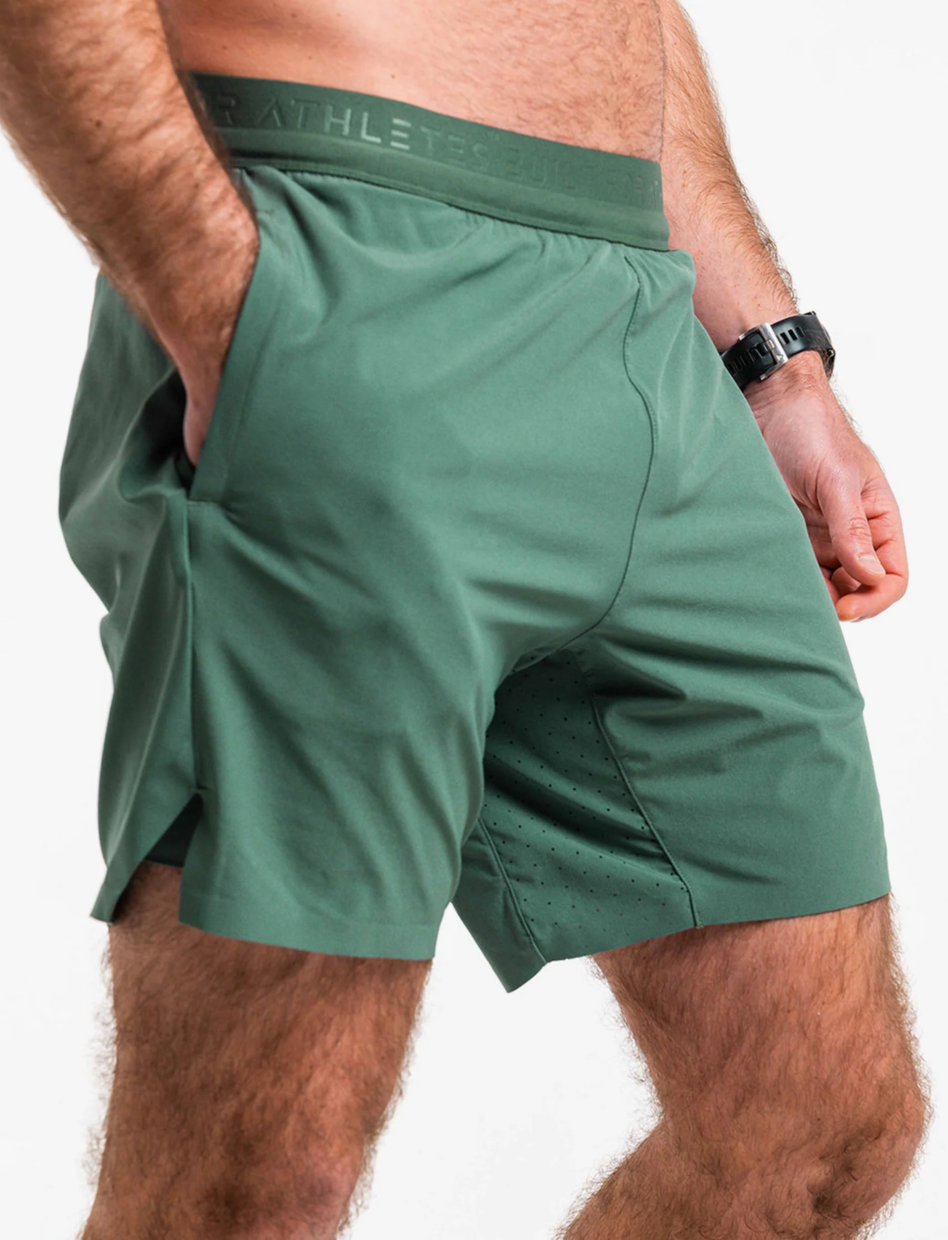 Built For Athletes Mens Hybrid Training 2 in 1 Short - מכנסי אימון 2-ב-1 לגברים בצבע ירוק שטיפה - Image 6