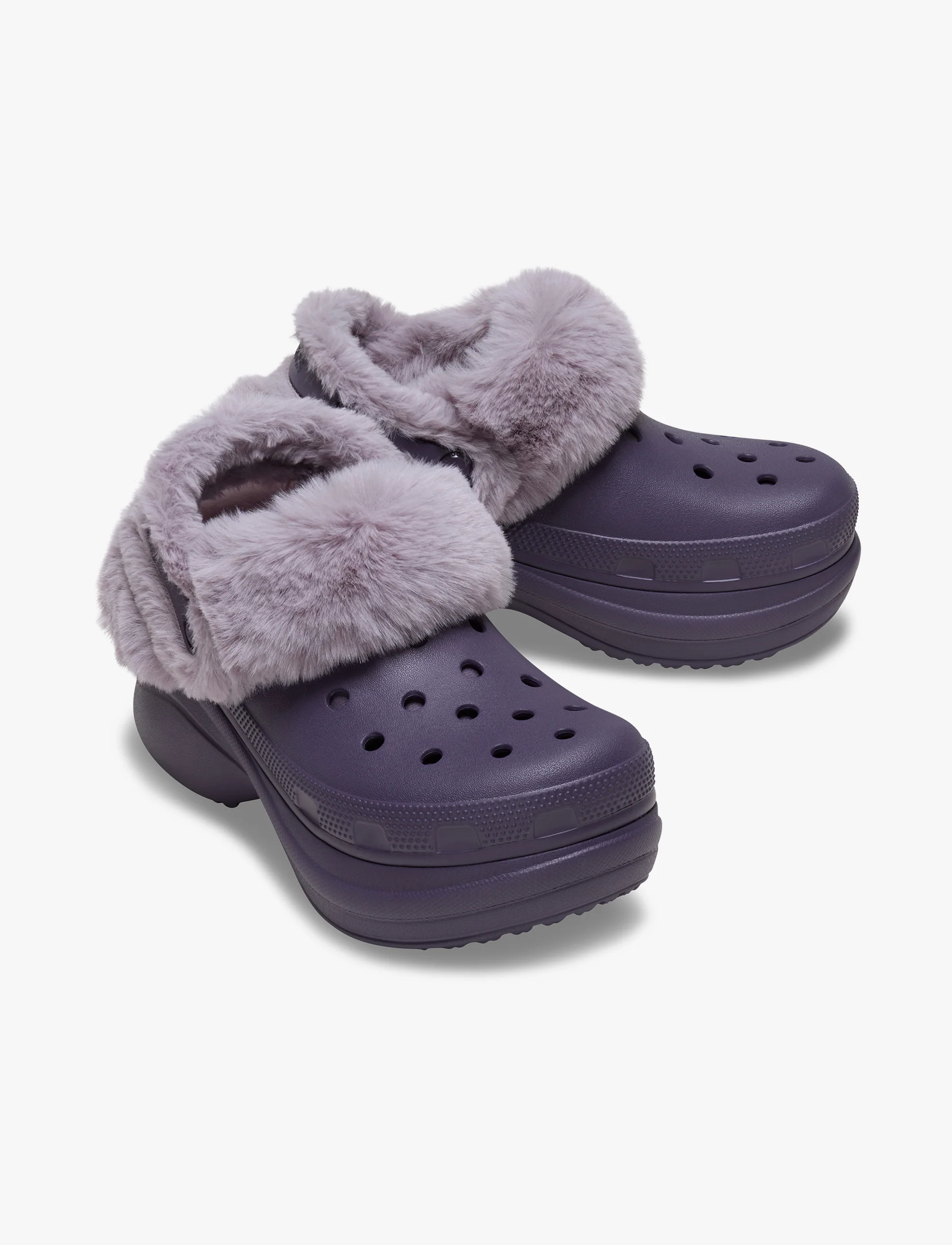 Crocs Bae Lined Clog - כפכפים פרוותיים קרוקס פלטפורמה ביי לנשים בצבע סגול לילה - Image 3