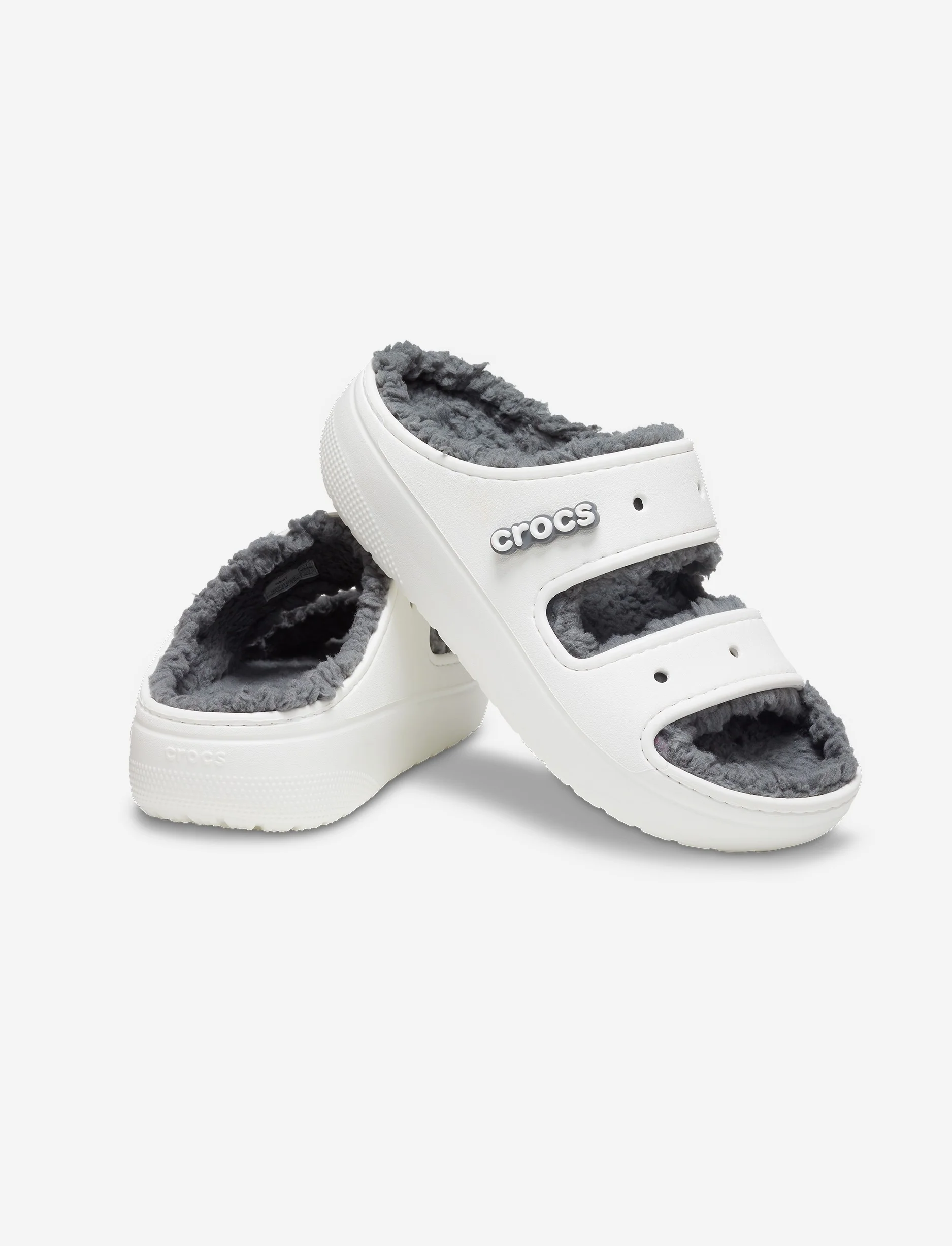 Crocs Classic Cozzzy Sandal  - כפכפי קרוקס פרווה לנשים בצבע לבן - Image 4