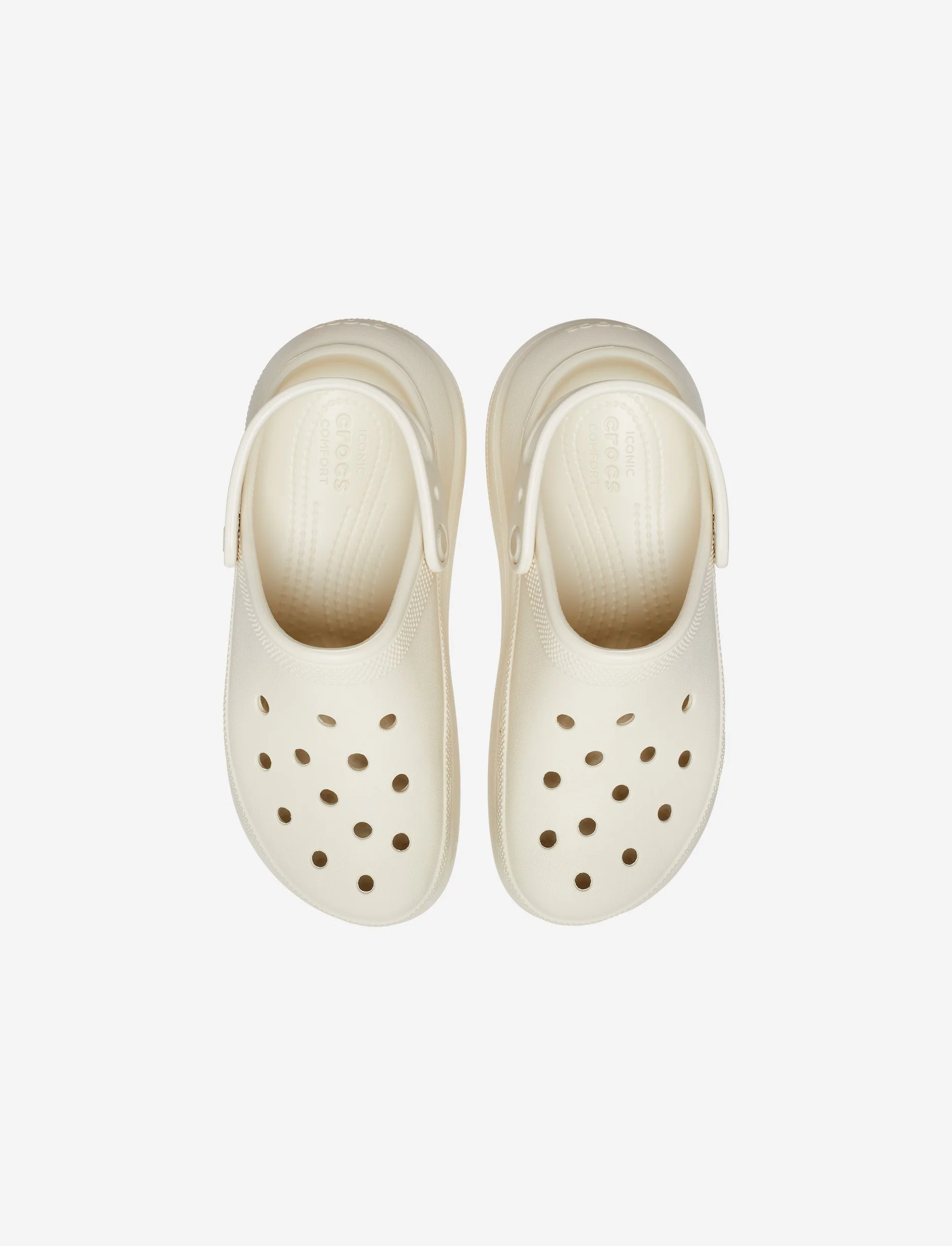 Crocs Classic Crush Clog - כפכפי פלטפורמה קרוקס קראש לנשים בצבע קרם - Image 4