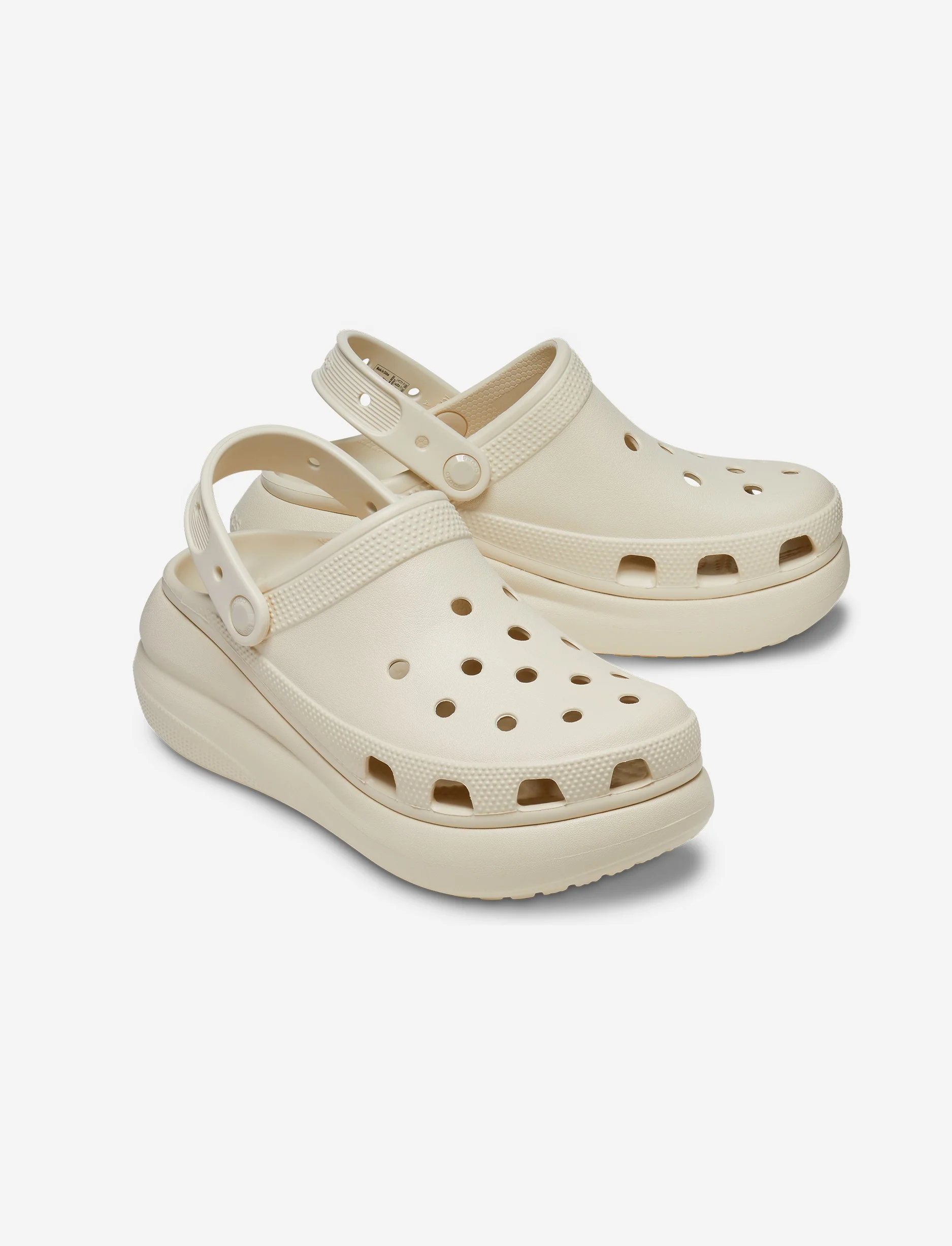 Crocs Classic Crush Clog - כפכפי פלטפורמה קרוקס קראש לנשים בצבע קרם - Image 5