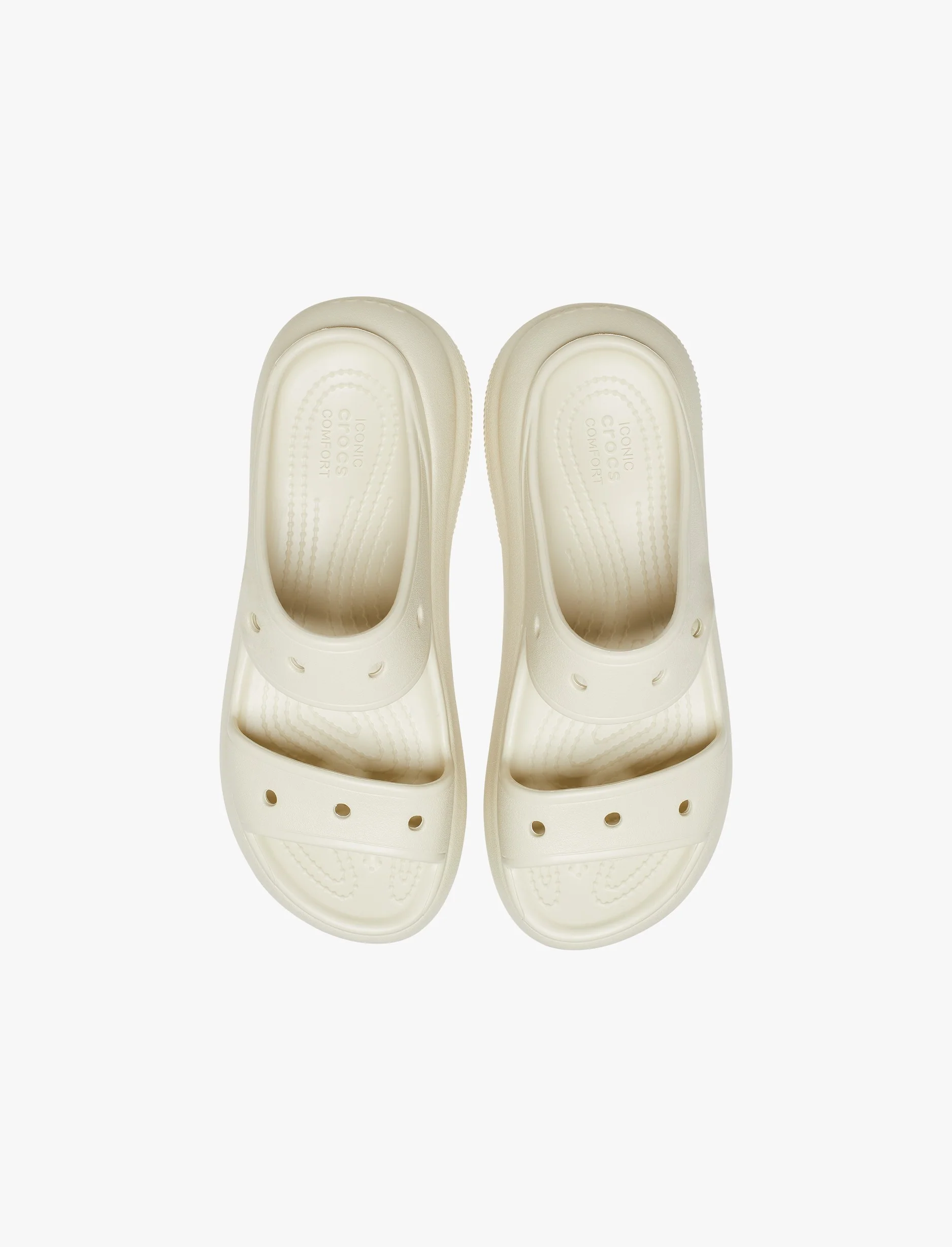 Crocs Classic Crush Sandal - כפכפי קראש קרוקס לנשים בצבע עצם - Image 4